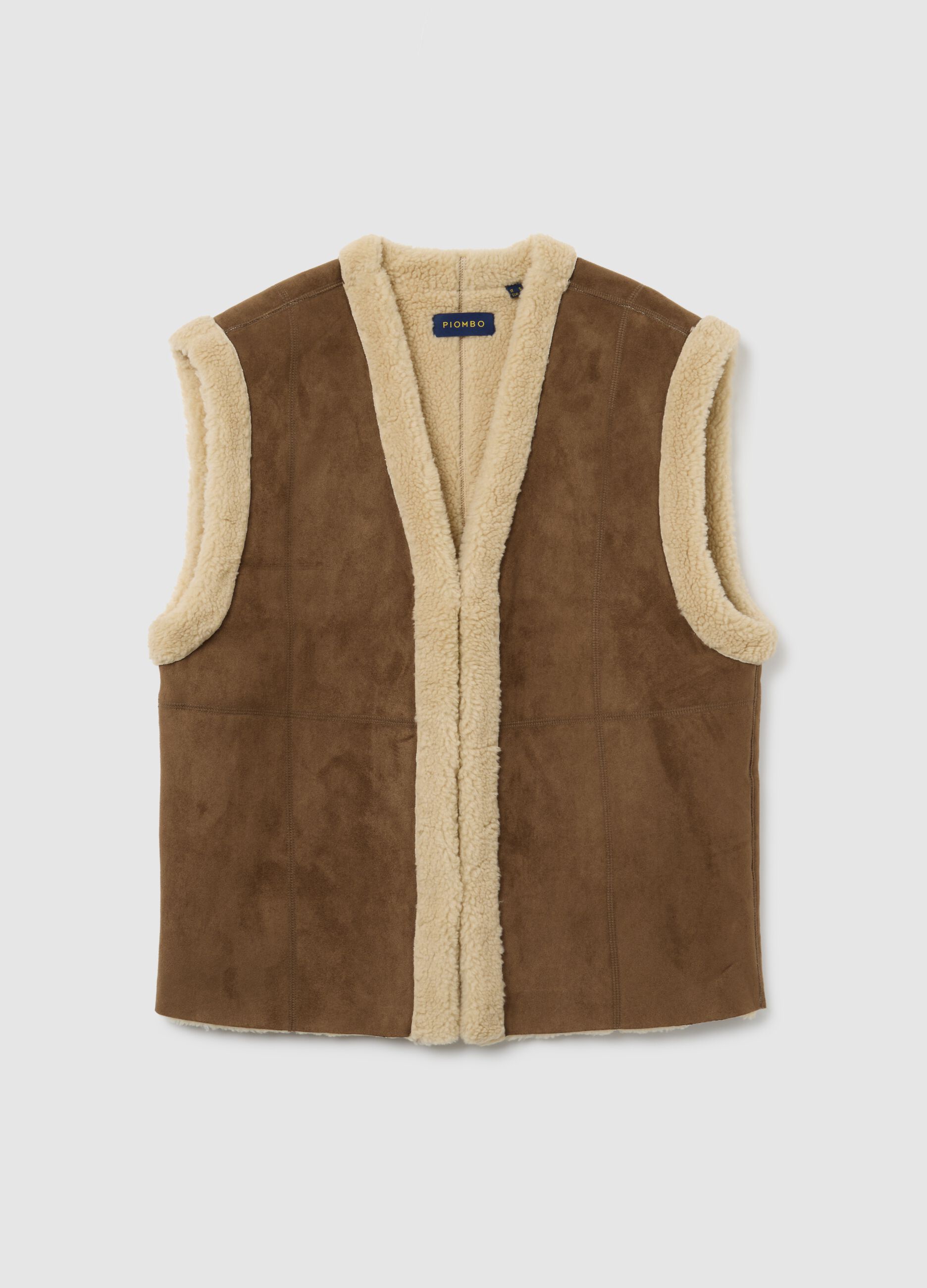 Regular fit brown sleeveless jacket