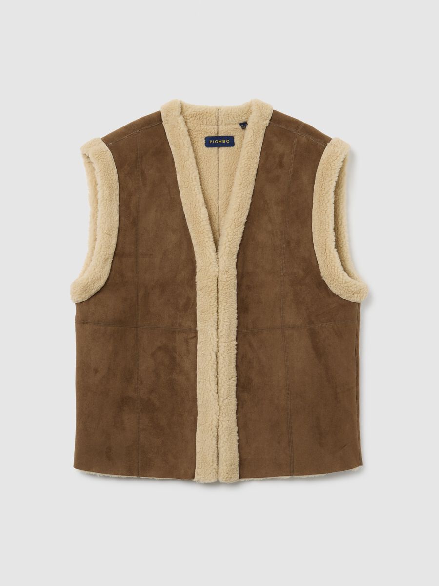 Giacca smanicata marrone regular fit_0