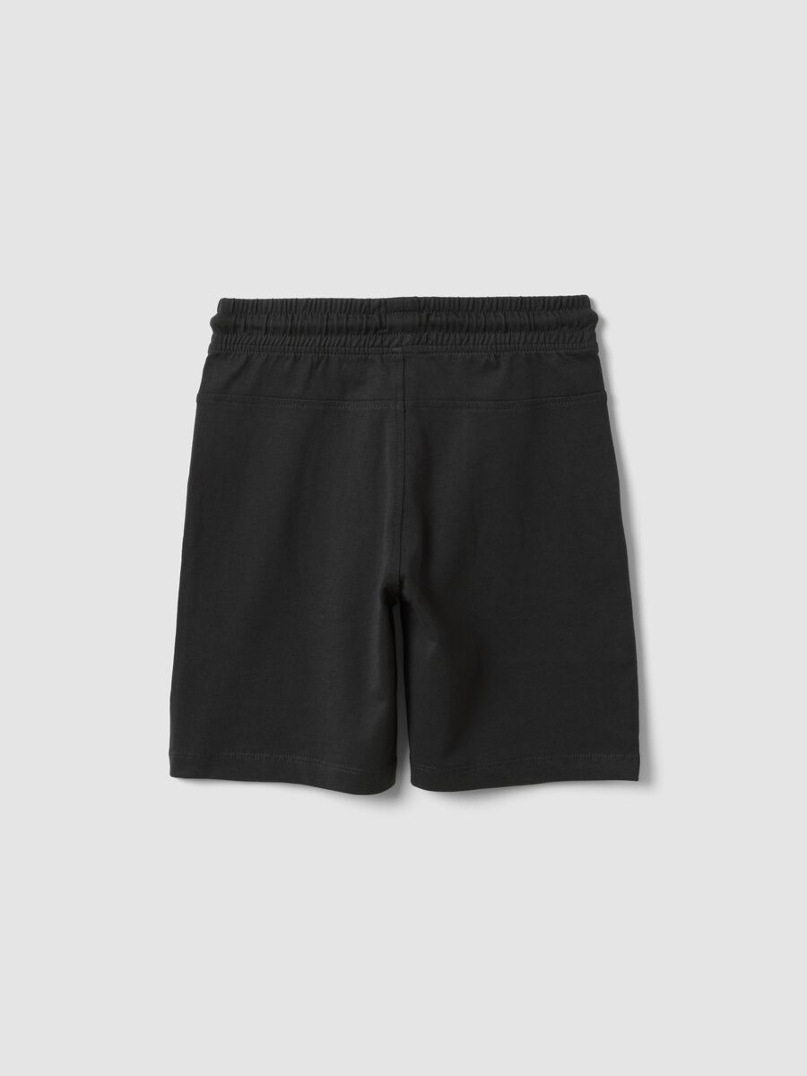 Black organic cotton shorts with elasticated waist_1