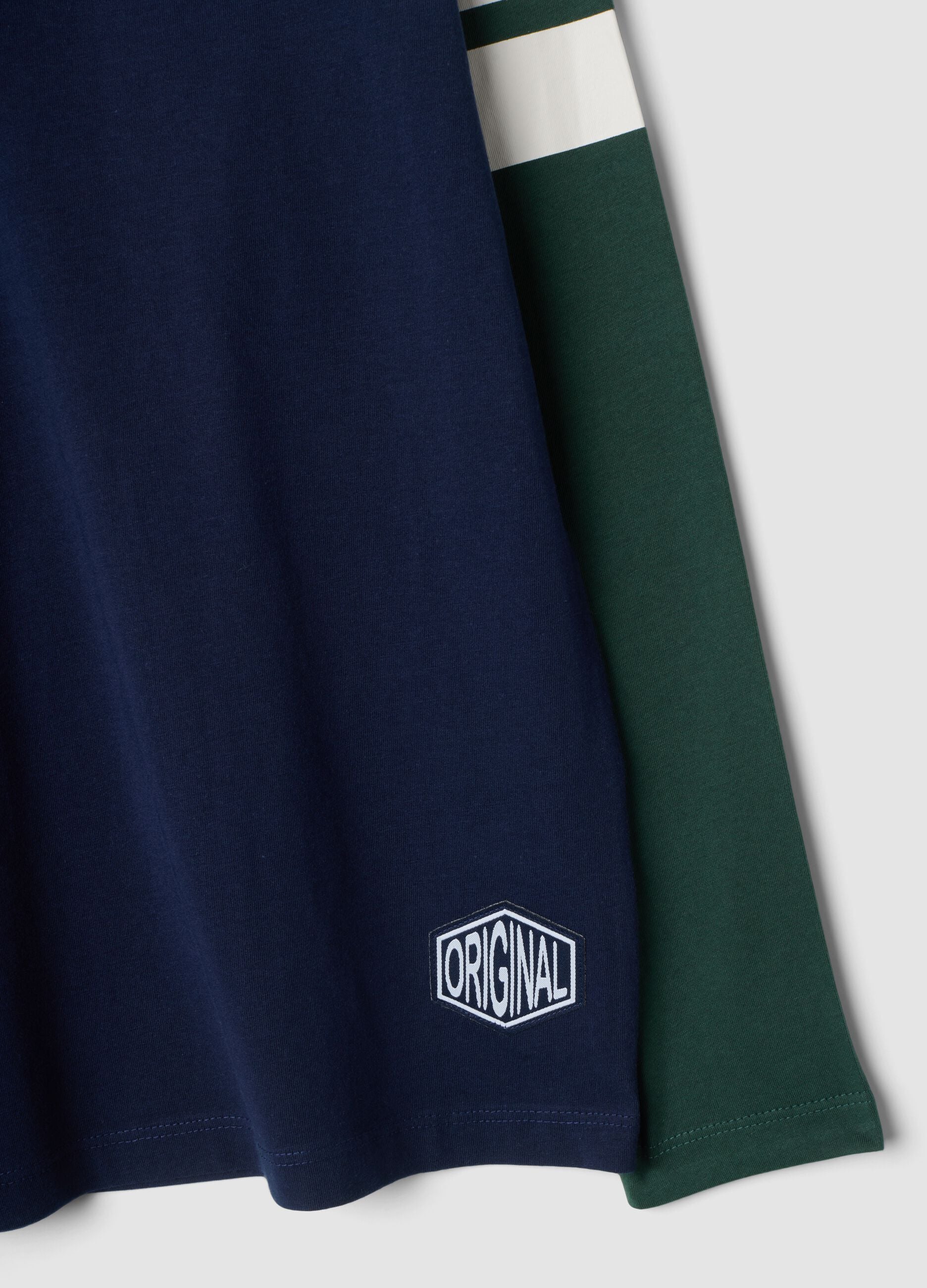 Blue organic cotton crew-neck T-shirt
