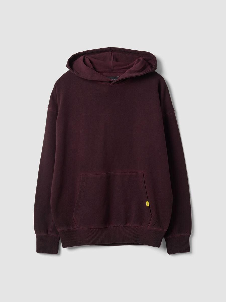Felpa rossa in puro cotone con cappuccio over fit_4