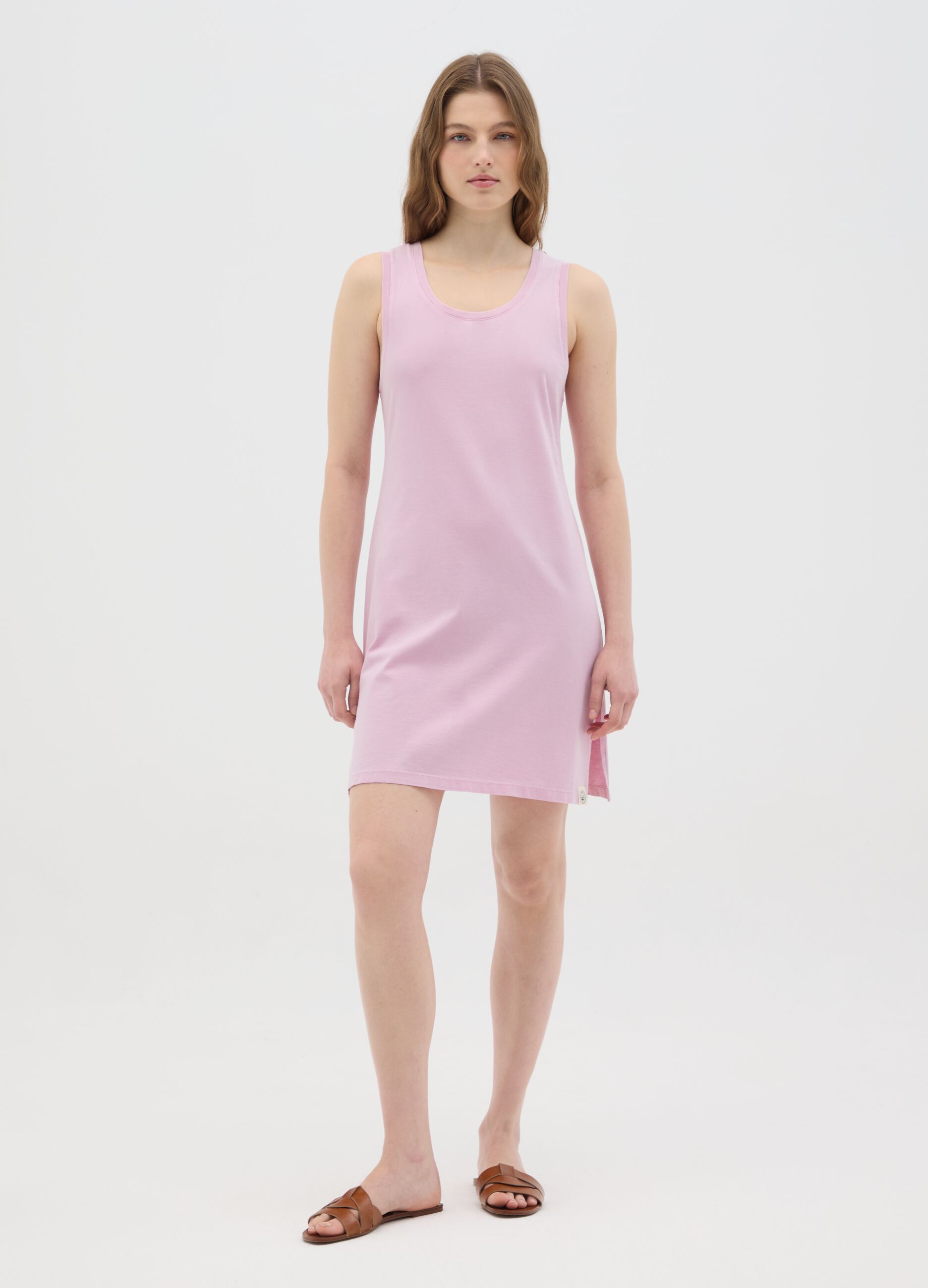 Women’s long pink dress in 100% cotton