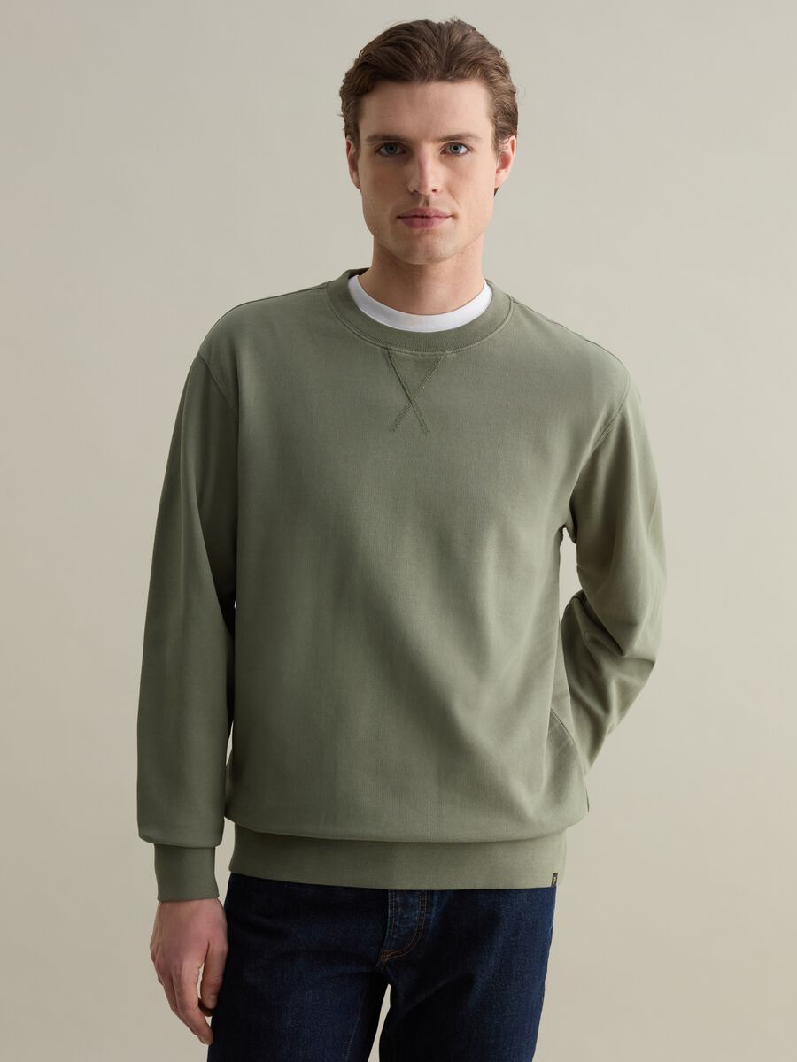 Sweatshirt with round neck and stitched detail_0