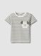 Boys&rsquo; pure cotton multicolour striped T-shirt with dog pocket_0