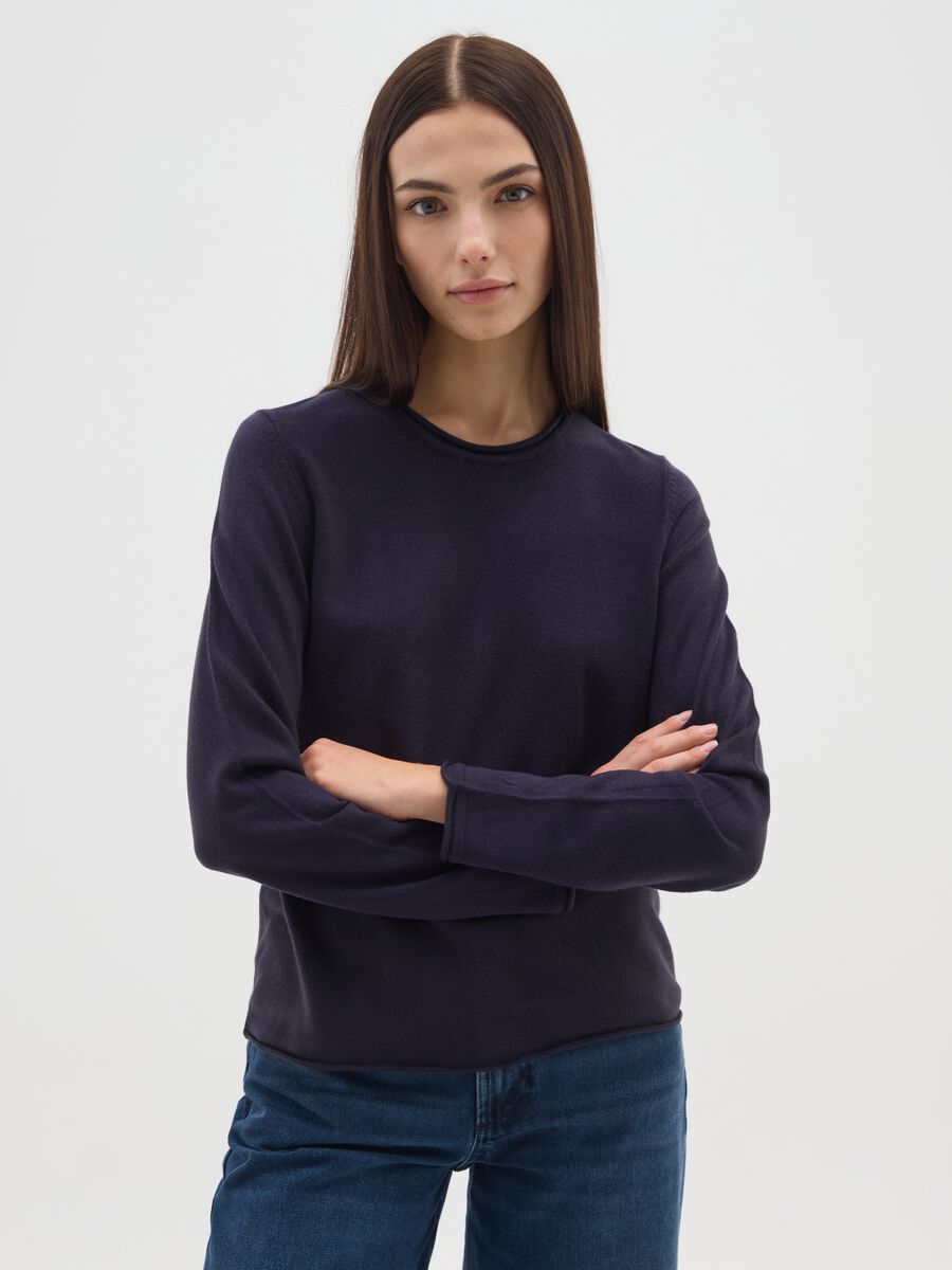 Black Crew Neck Jumper in Pure Acrylic_0