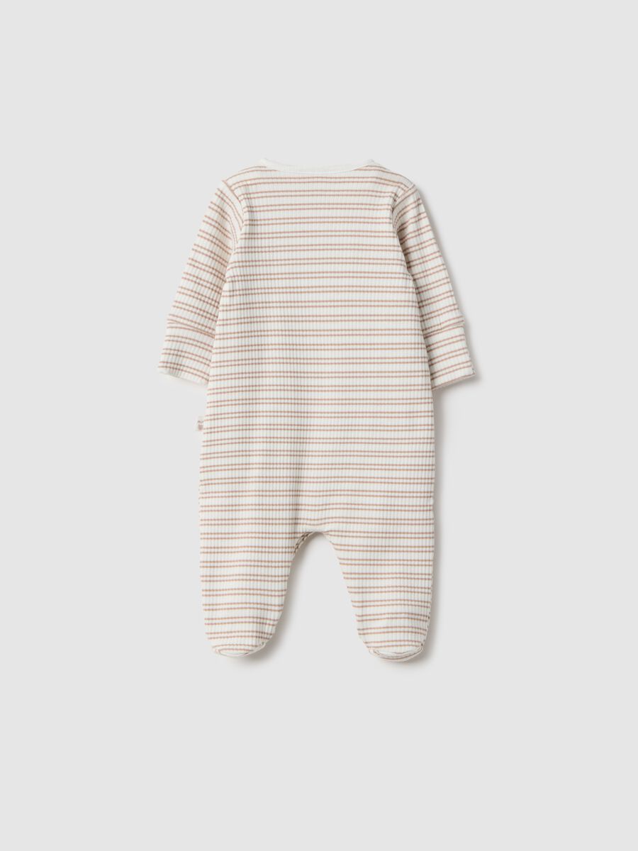 Newborn Multi-coloured Striped Stretch Cotton Sleepsuit_1