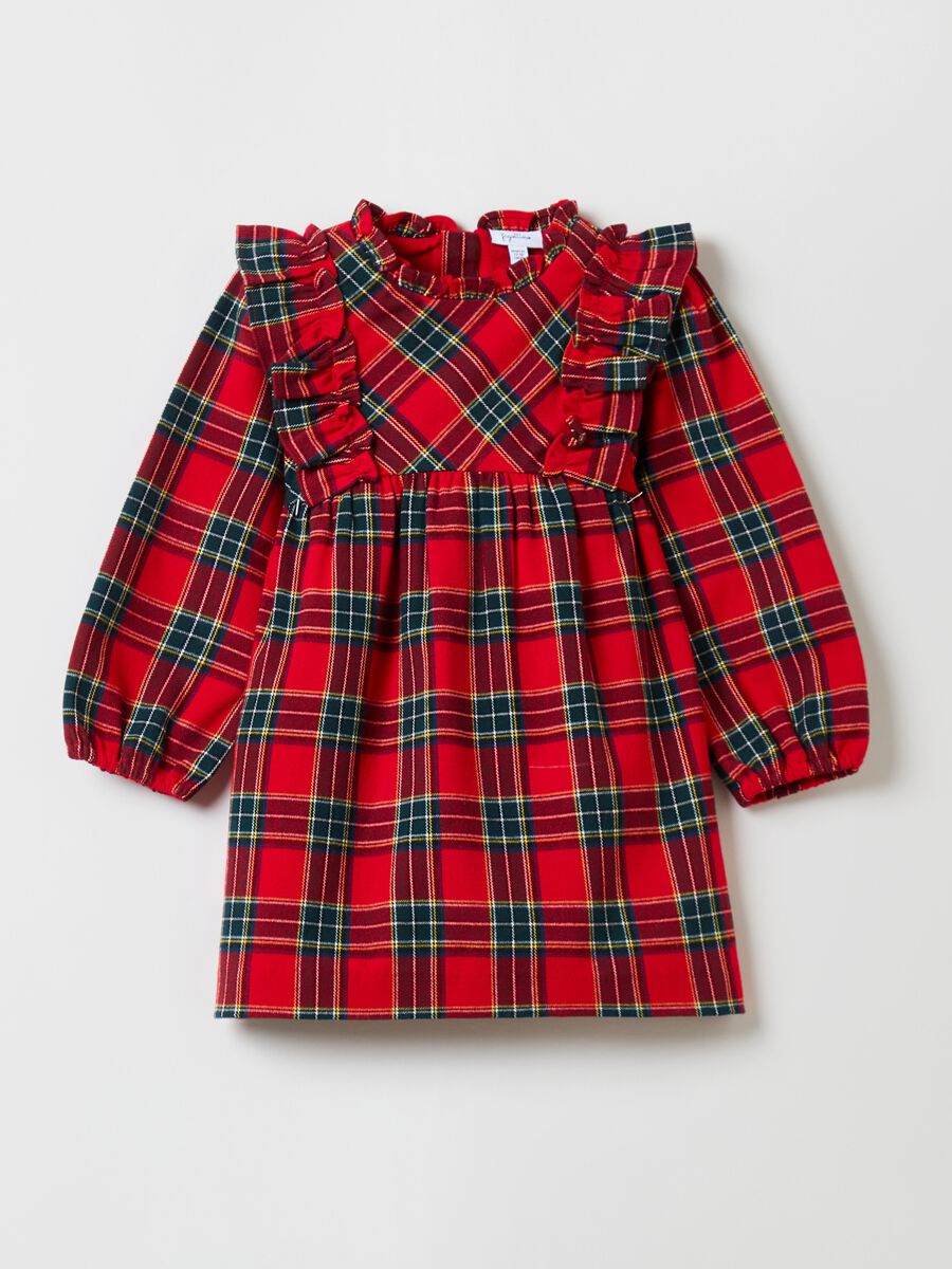 Abito in fantasia tartan con volant _0