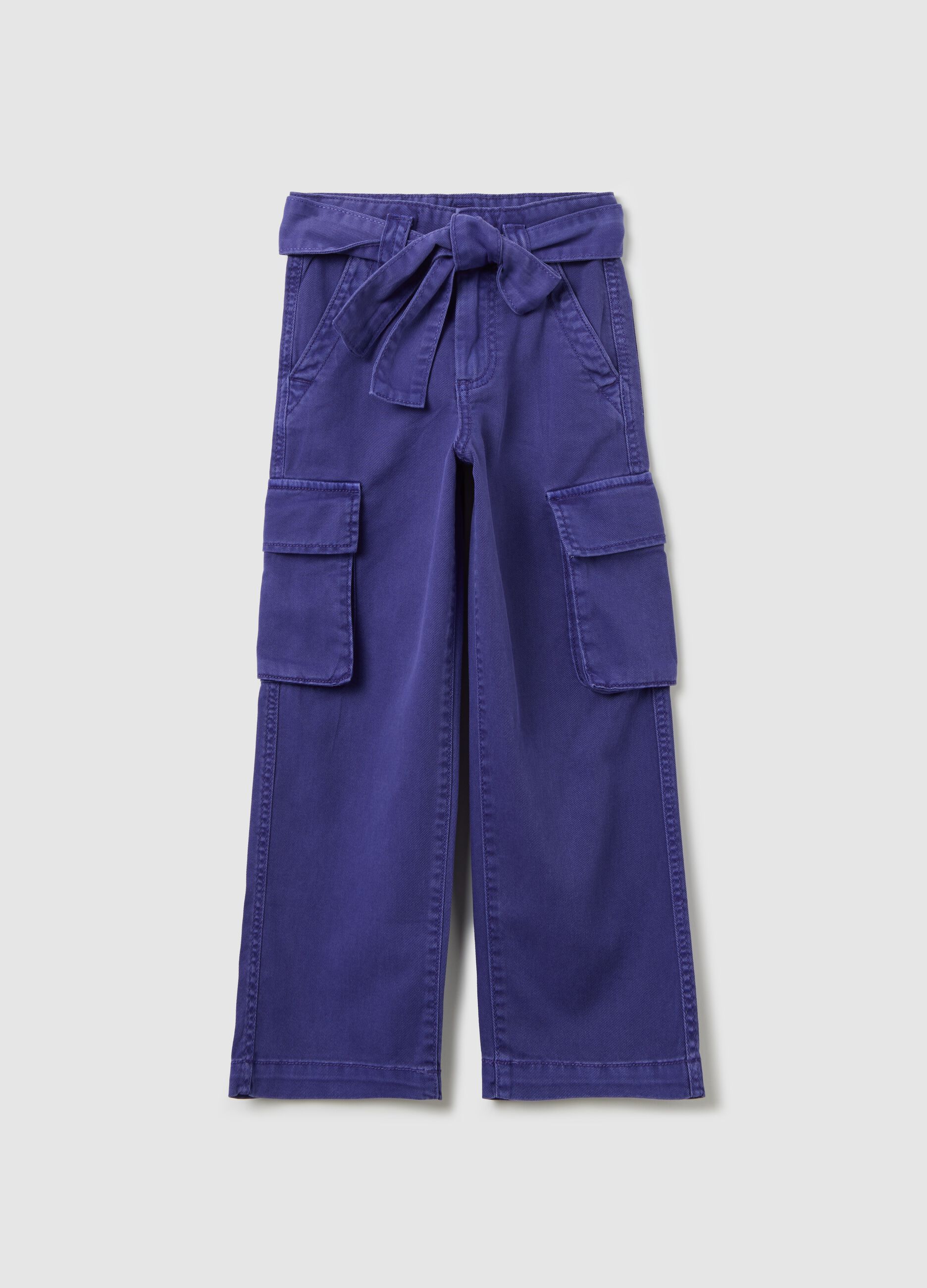 Cargo trousers in cotton and Lyocell with belt
