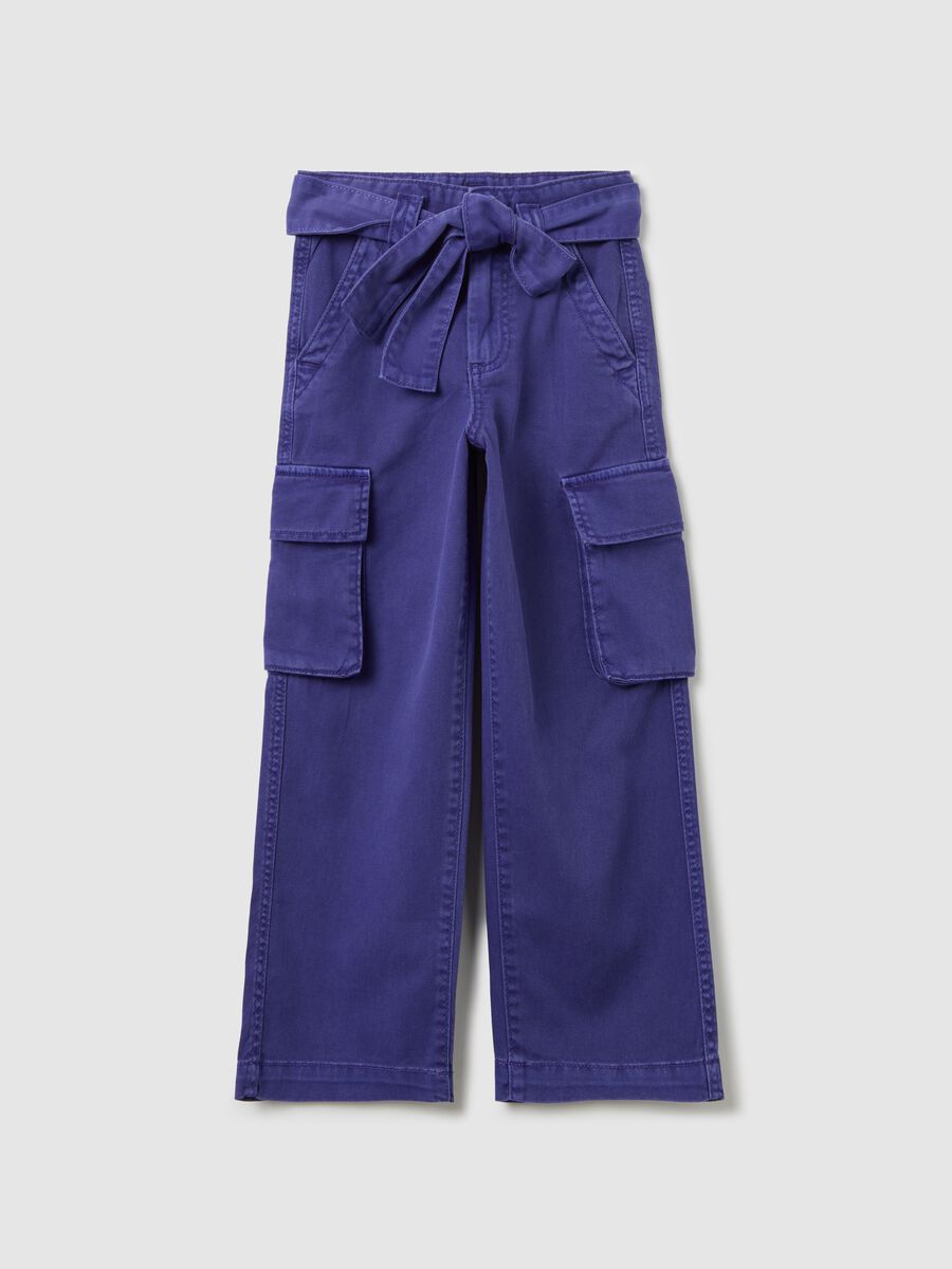 Cargo trousers in cotton and Lyocell with belt_0