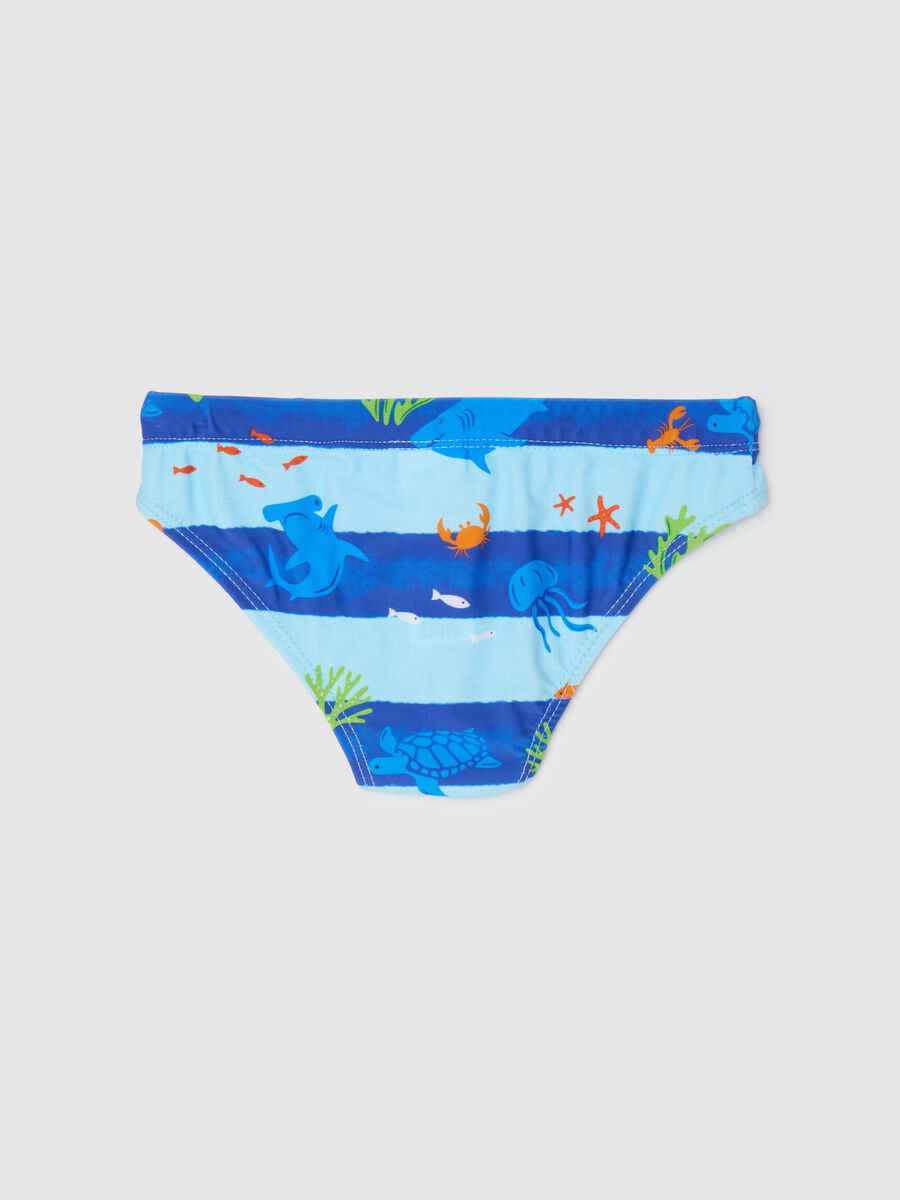 Blue kids' briefs with ocean pattern_1