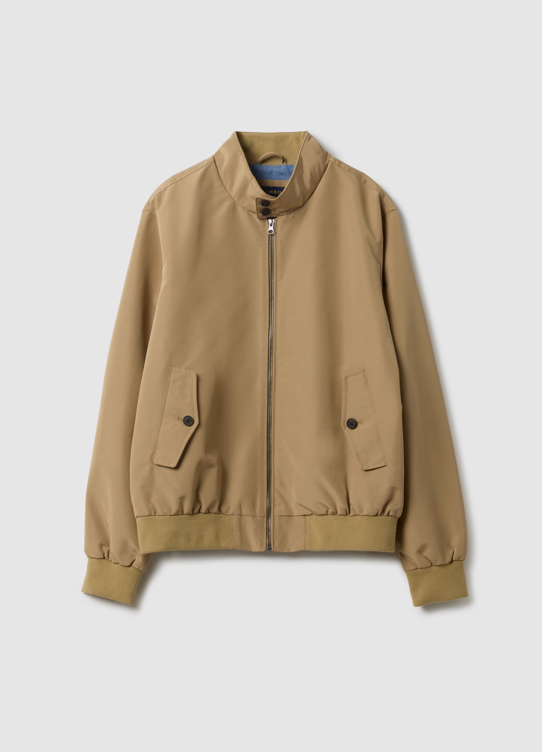 Beige regular fit jacket with zip