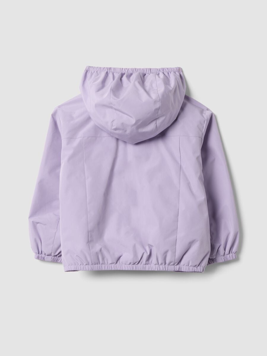 Purple hooded rain jacket with zip for baby girl_1