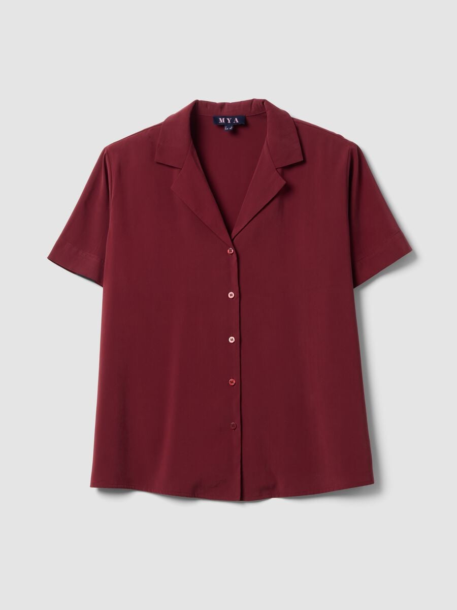 Camicia over fit rossa in misto viscosa a maniche corte_4