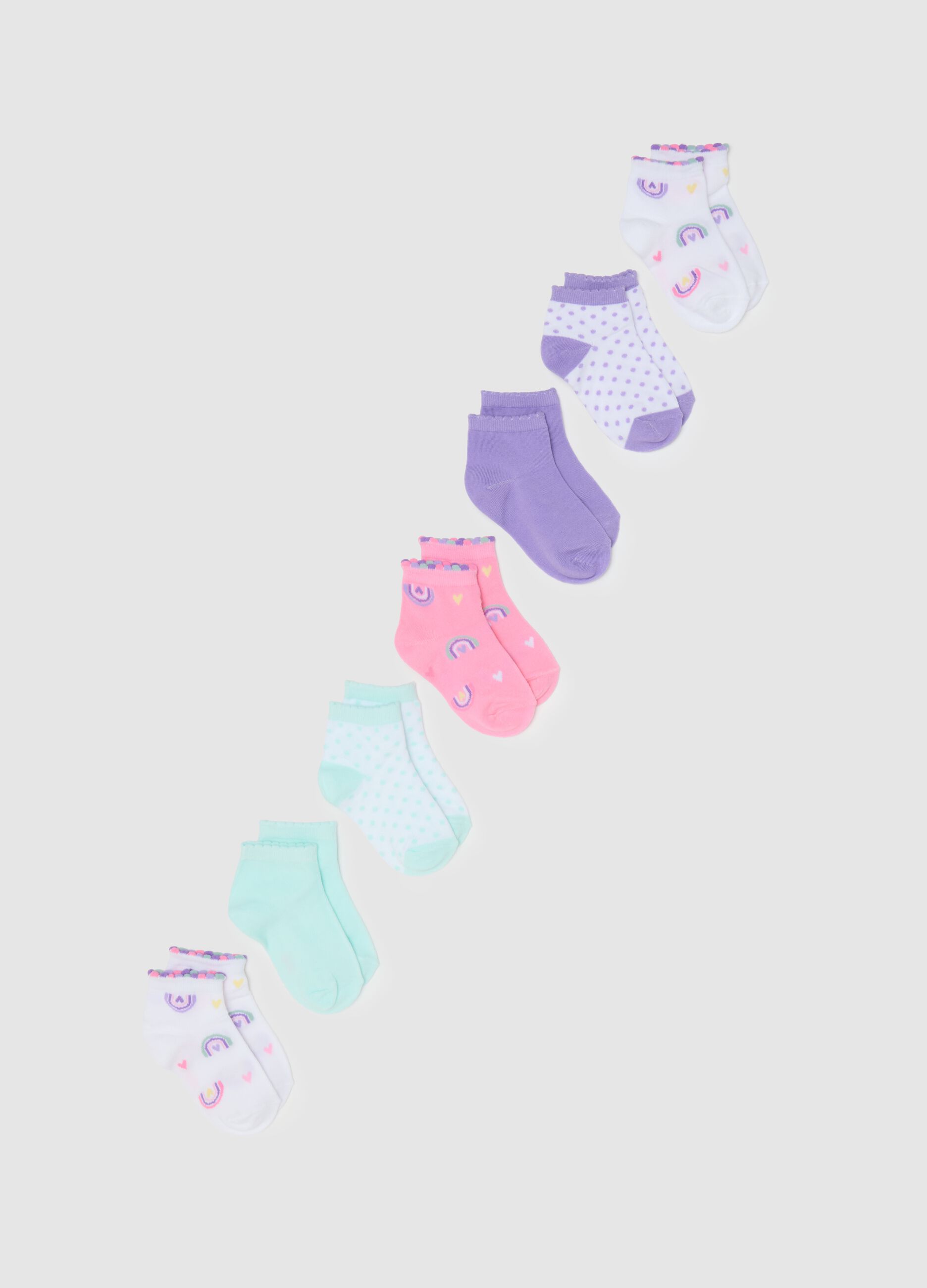 Girls' multicolour cotton elasticated socks multipack
