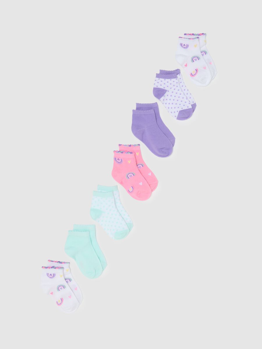 Girls' multicolour cotton elasticated socks multipack_0