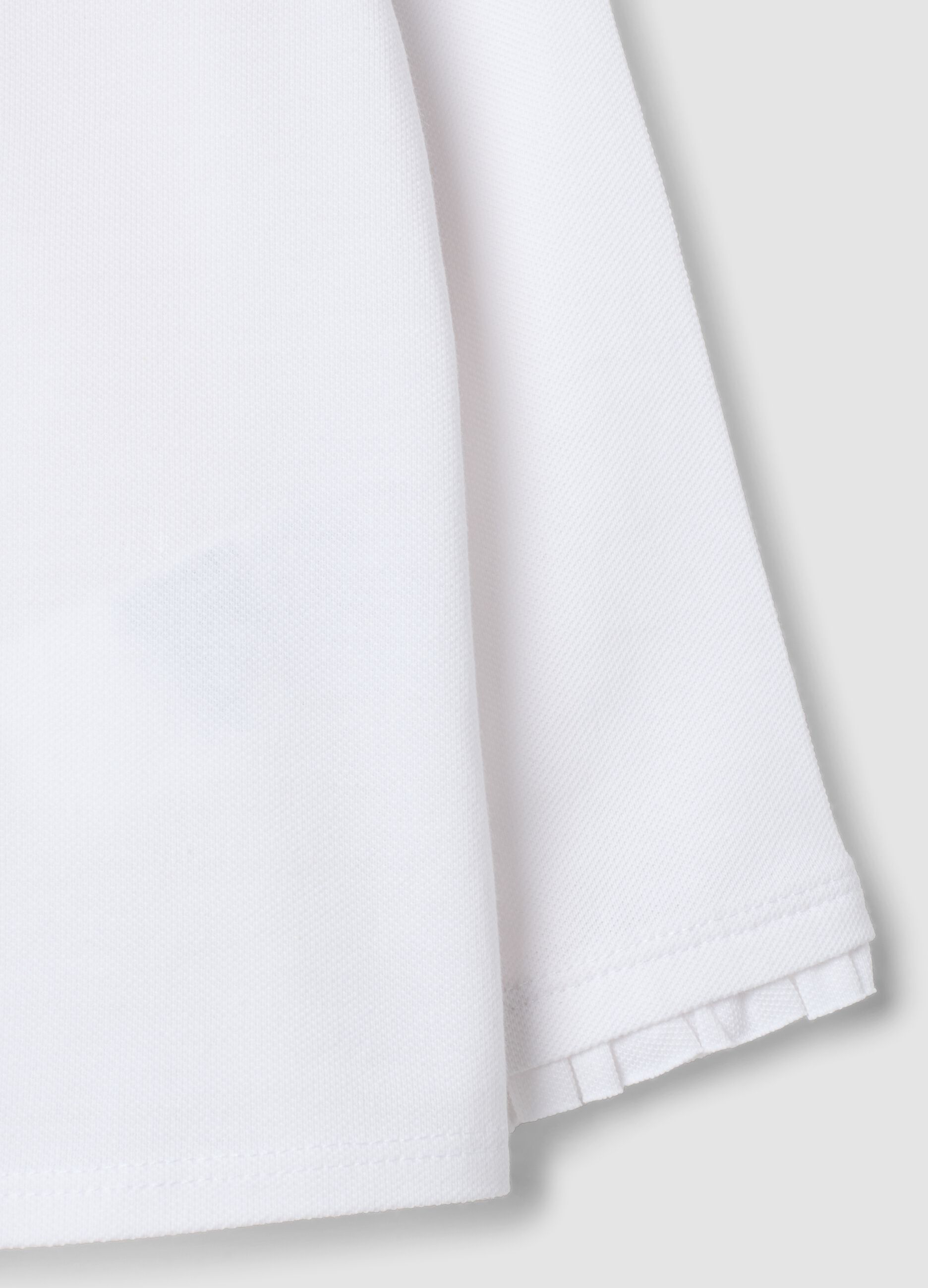 White long-sleeved organic cotton polo shirt, regular fit, for baby girl