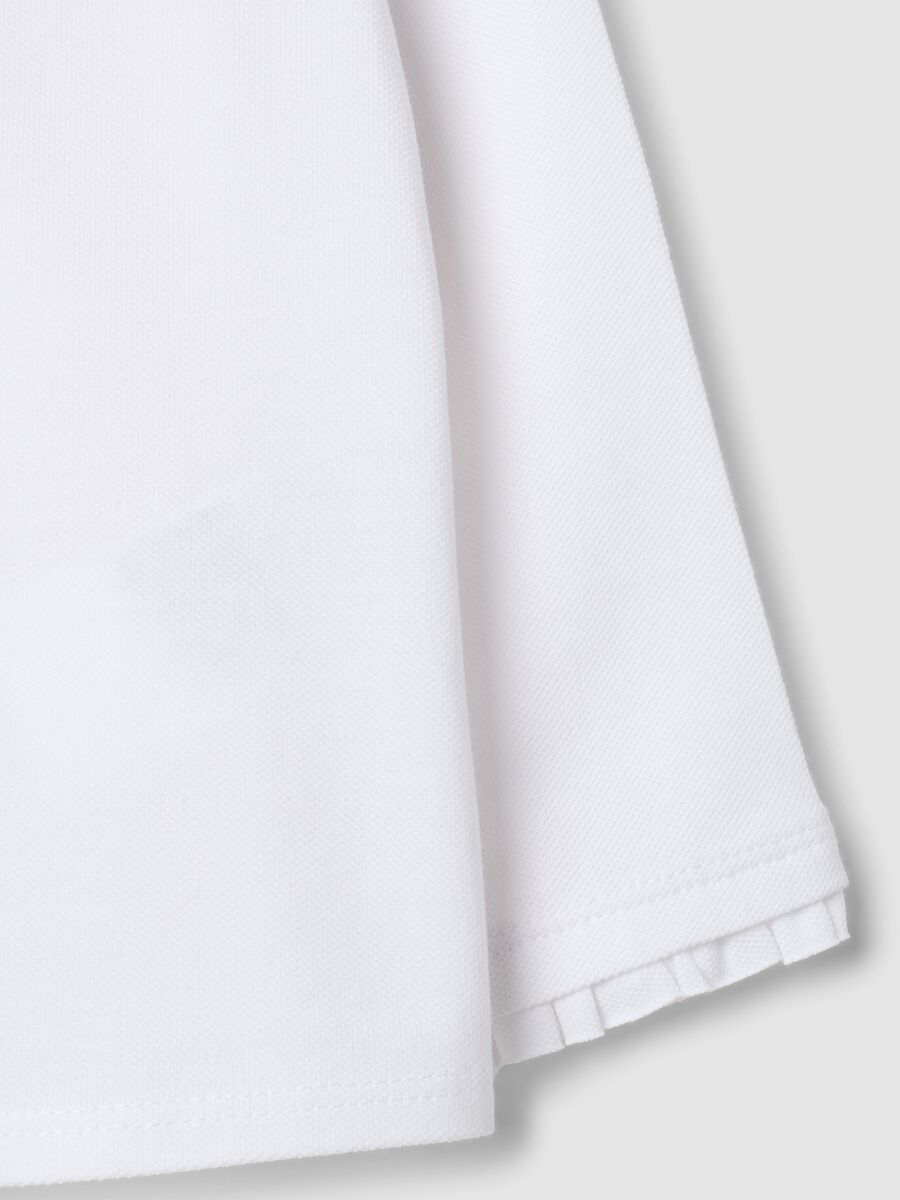 Polo bianca in puro cotone organico a maniche lunghe regular fit per bimba_3