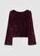 Regular fit red velour blend top with sequins_4