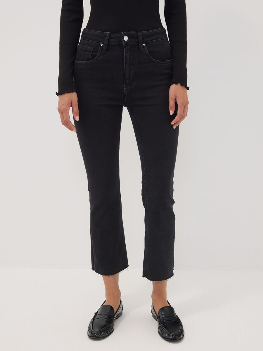 Jeans denim neri in cotone elasticizzato flare fit_2