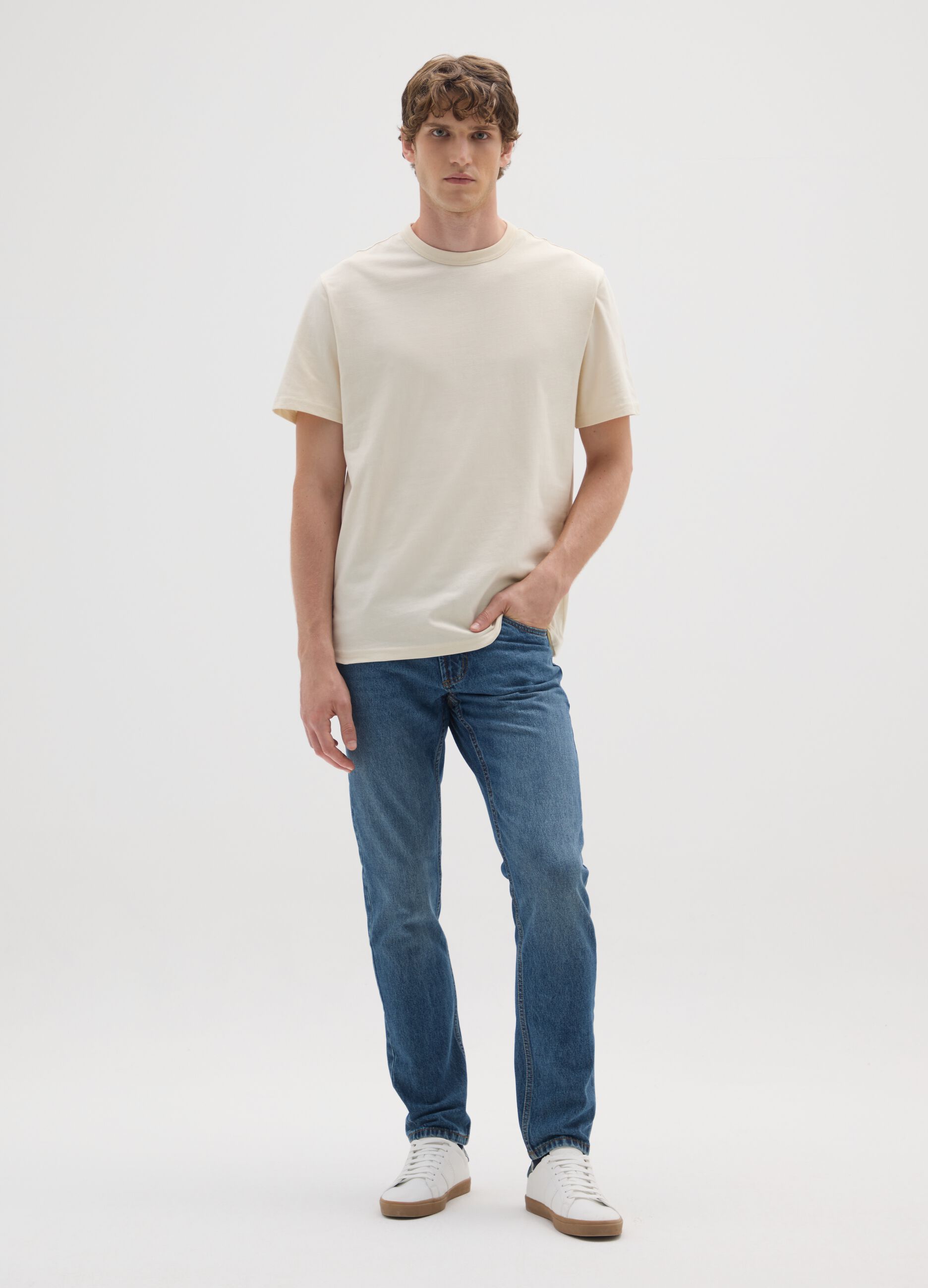 Jeans in puro cotone blu slim fit