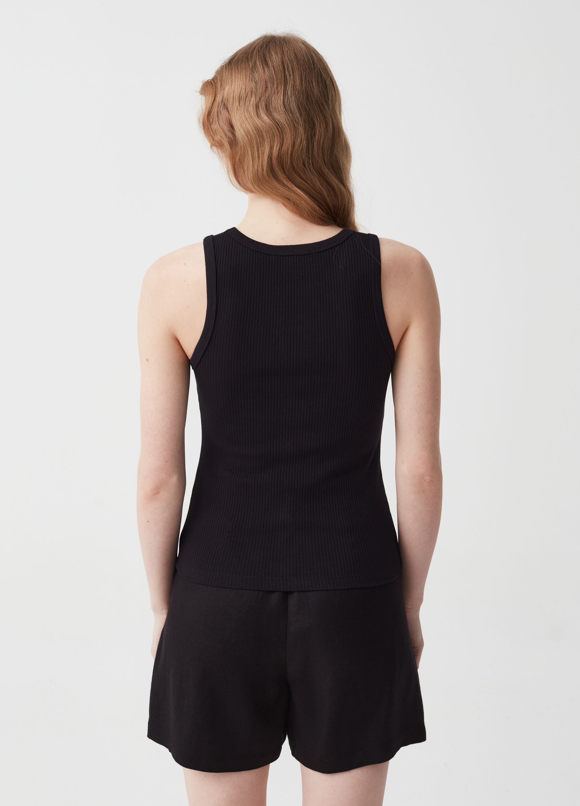 Essential tank top with narrow ribbing