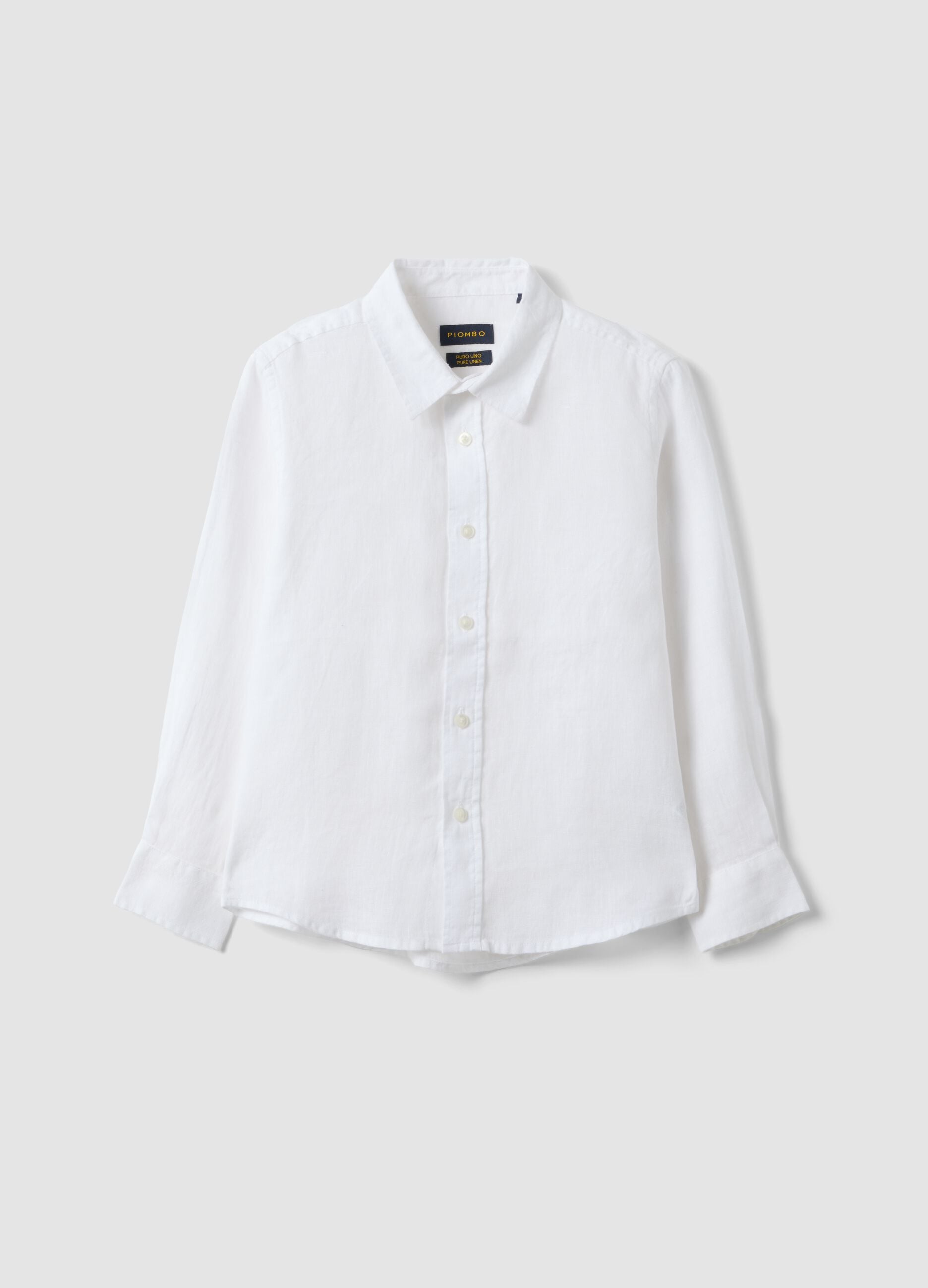 Camicia in puro lino bianca oversize fit da bambino