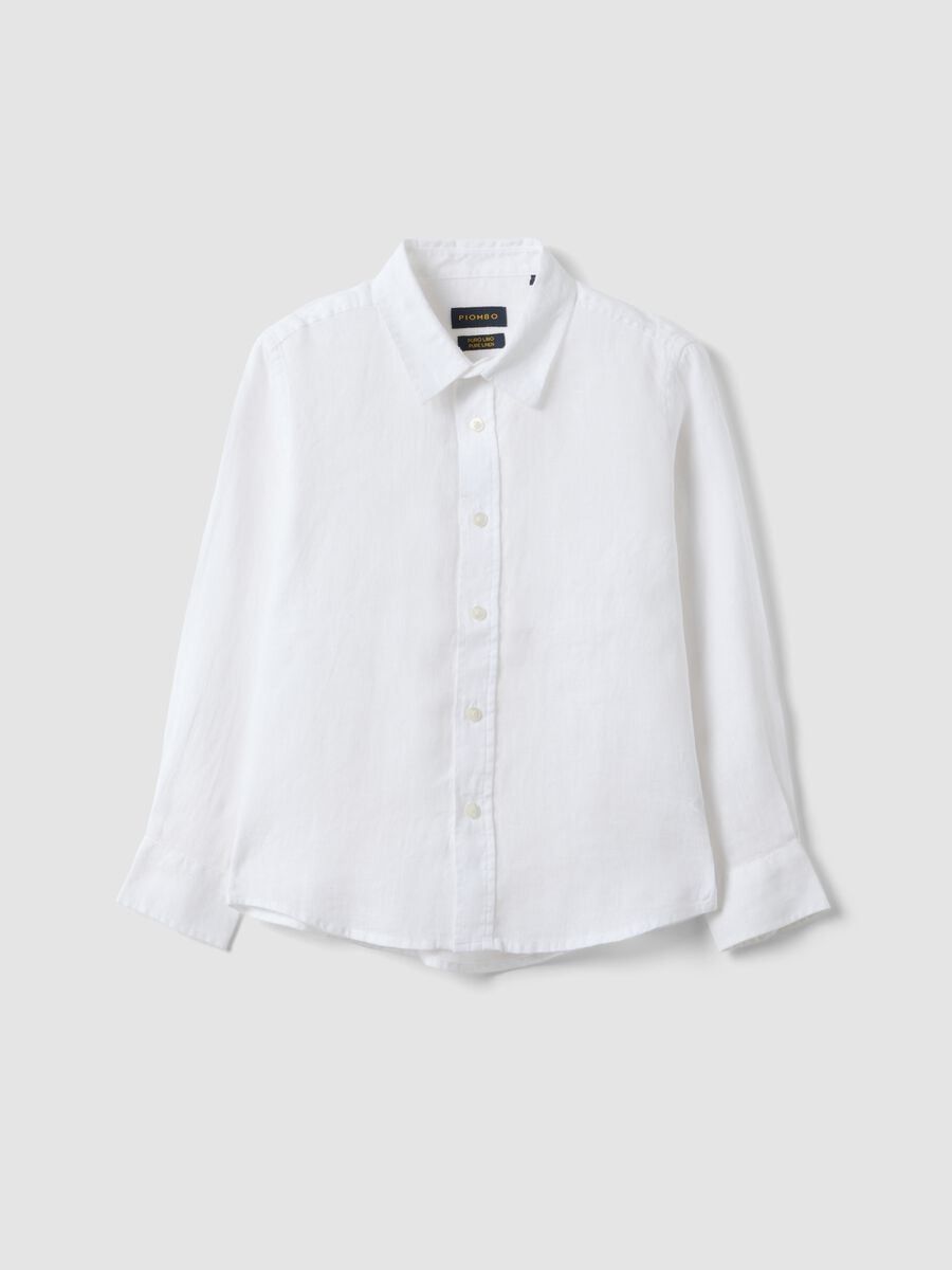 Kids&rsquo; White Pure Linen Oversized Shirt_3