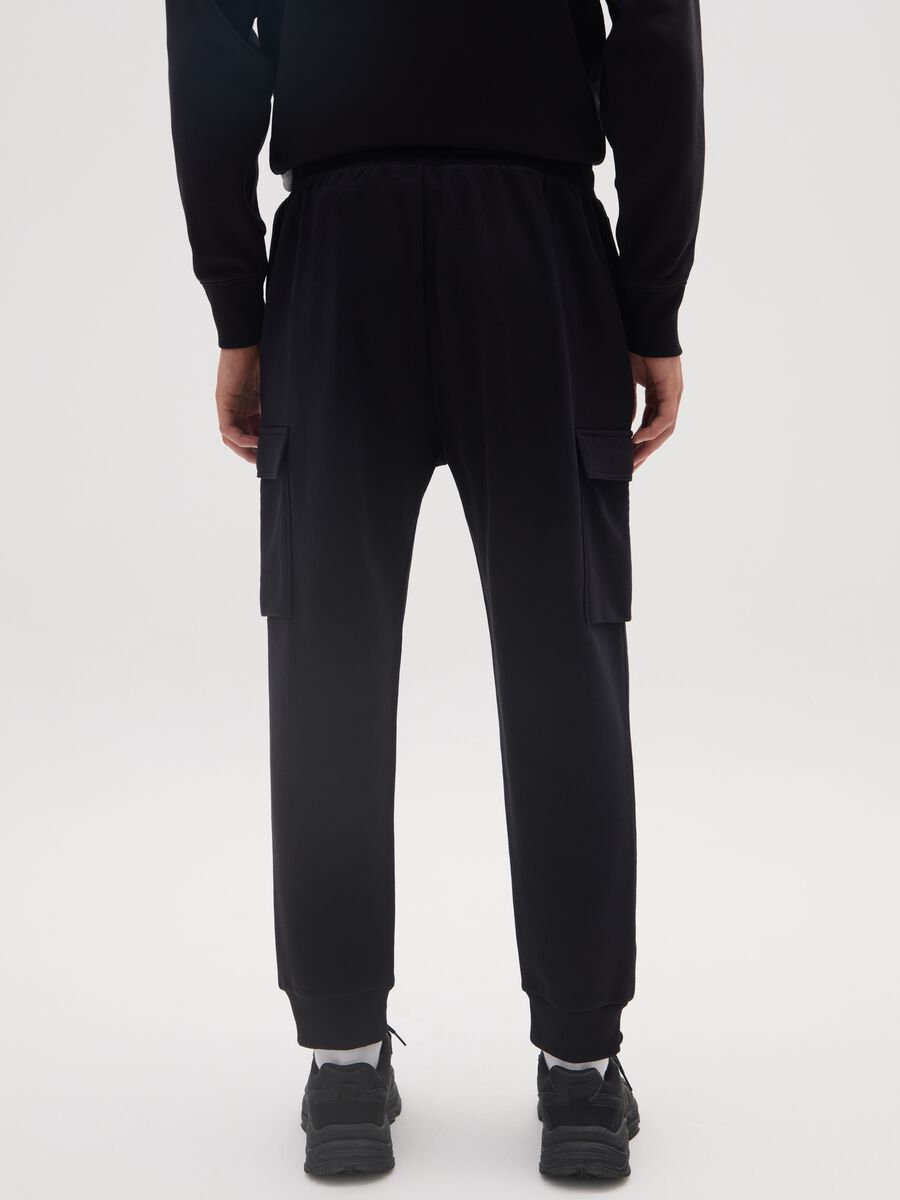 Black cotton blend cargo pants_2