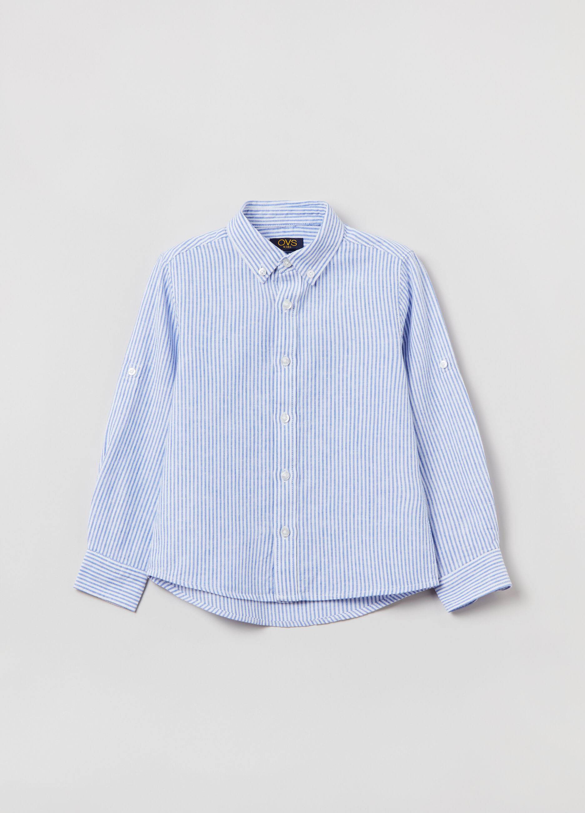 Striped cotton shirt with button-down collar