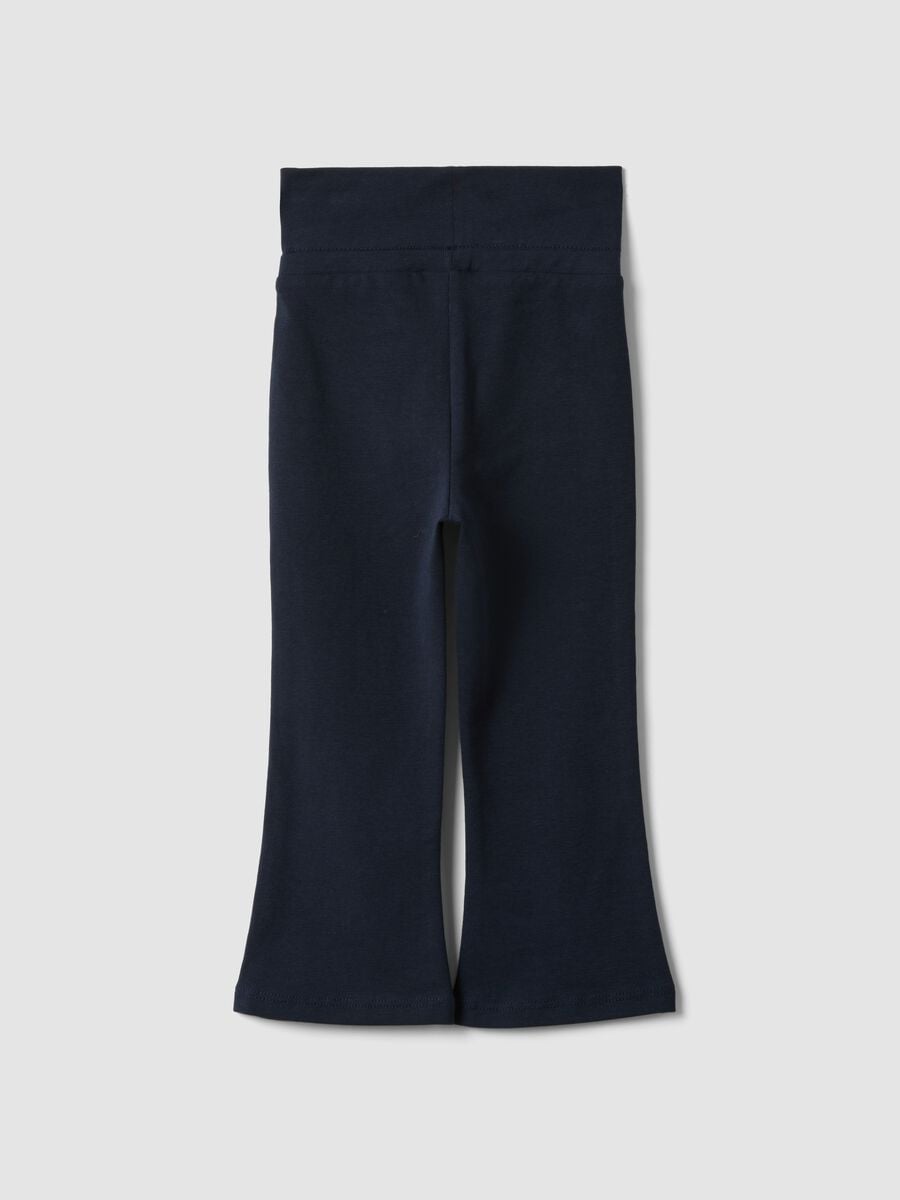 Leggings blu flare in cotone organico e viscosa elasticizzato per bimba_1