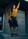 Yellow linen and viscose blend regular-fit shirt with V-neck_0