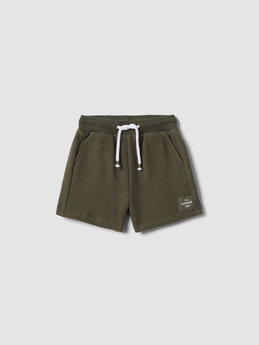 Green pure cotton boys&rsquo; shorts with drawstring, regular fit_0