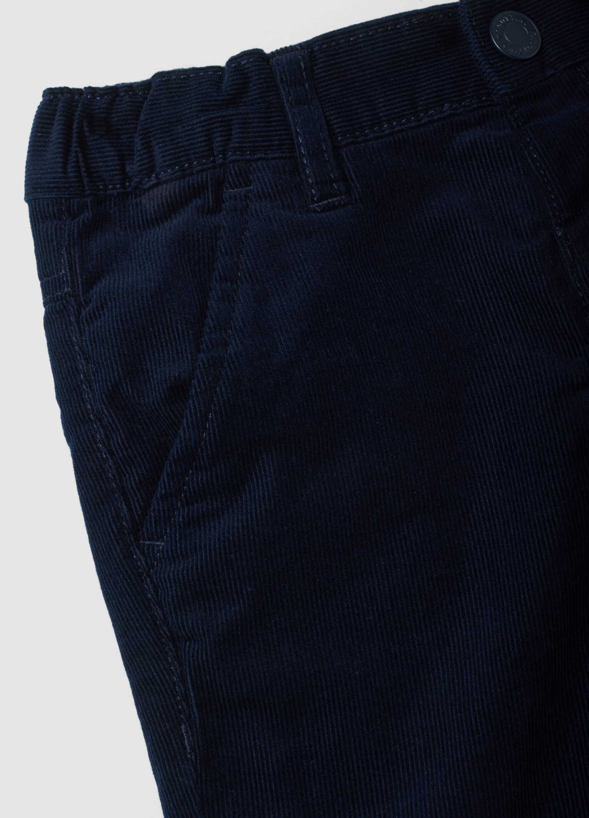 Pantaloni blu in puro cotone a coste