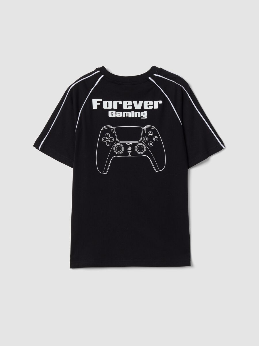T-shirt nera in puro cotone con girocollo e stampa Playstation_2