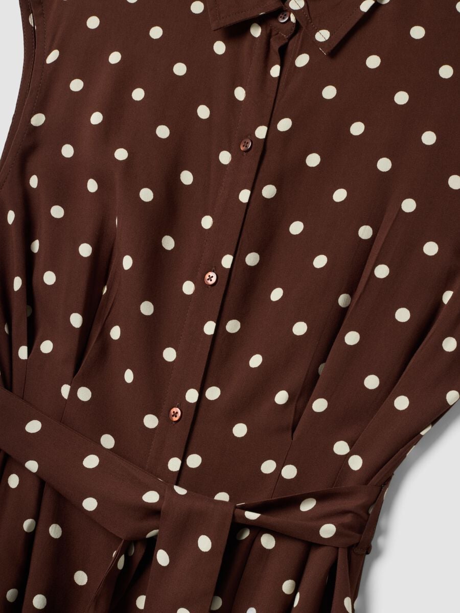 Brown midi dress in pure viscose with polka dots, regular fit_6