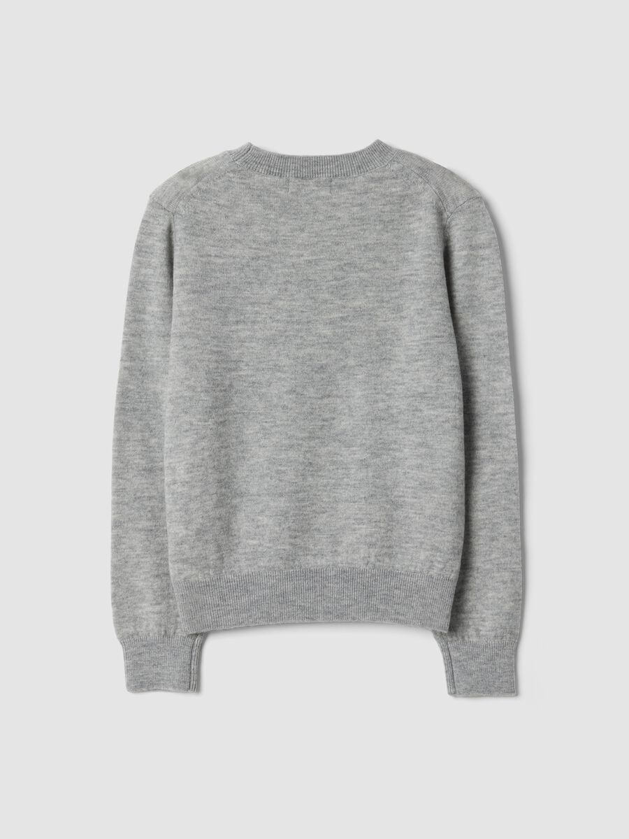 Maglione grigio in pura lana a maniche lunghe regular fit_5