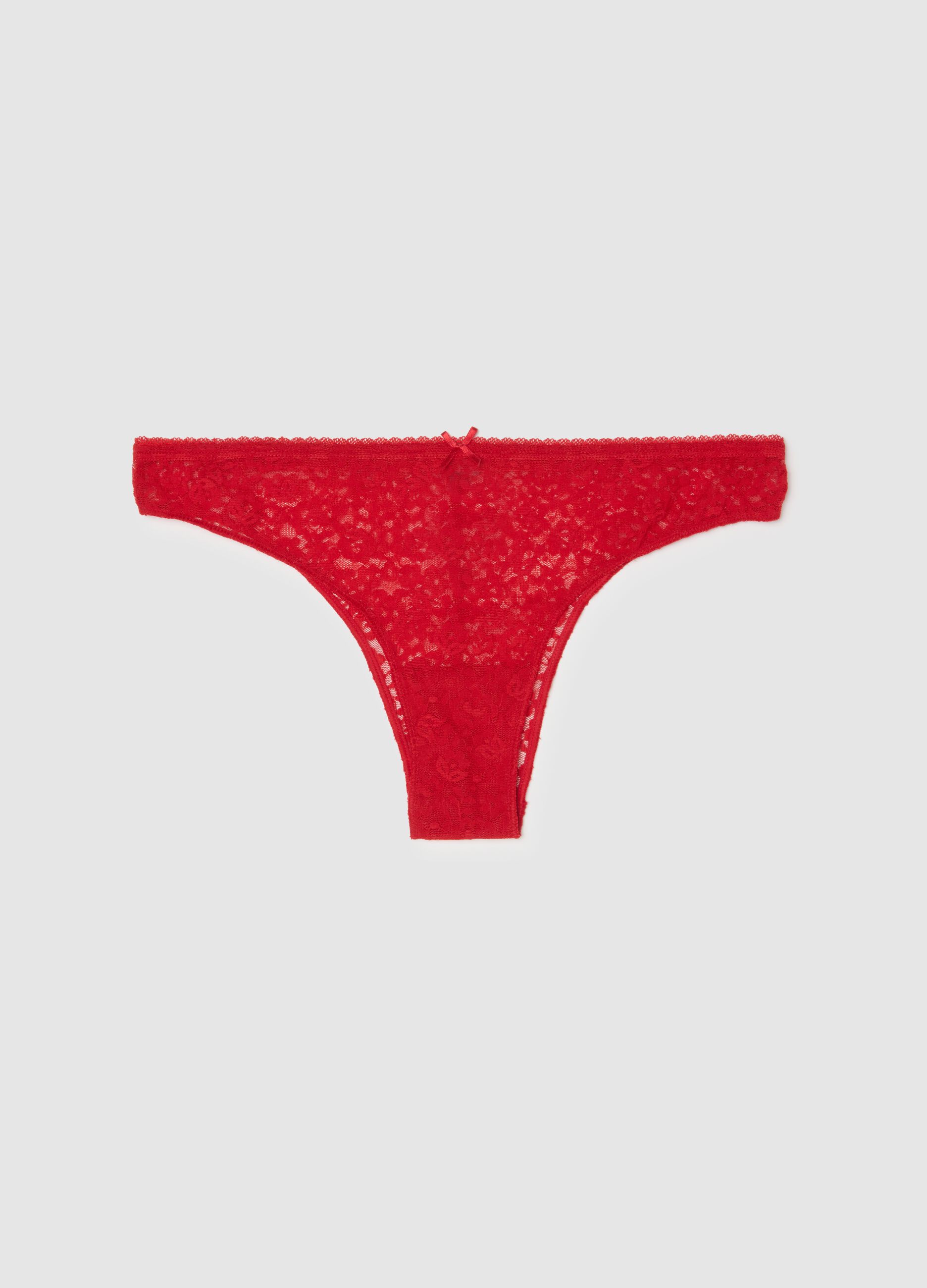 Red Lace Thong Regular Fit