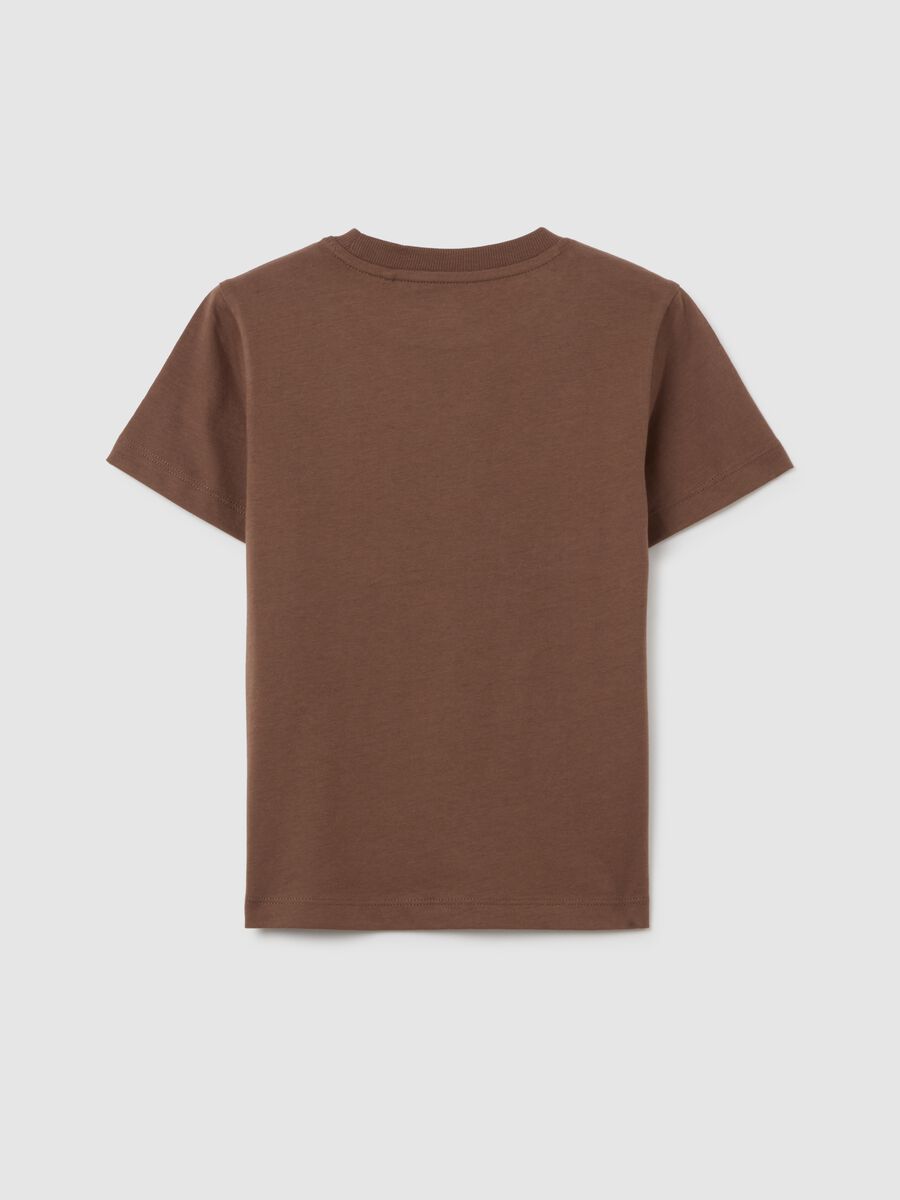 Children's brown regular fit pure cotton T-shirt with print_1