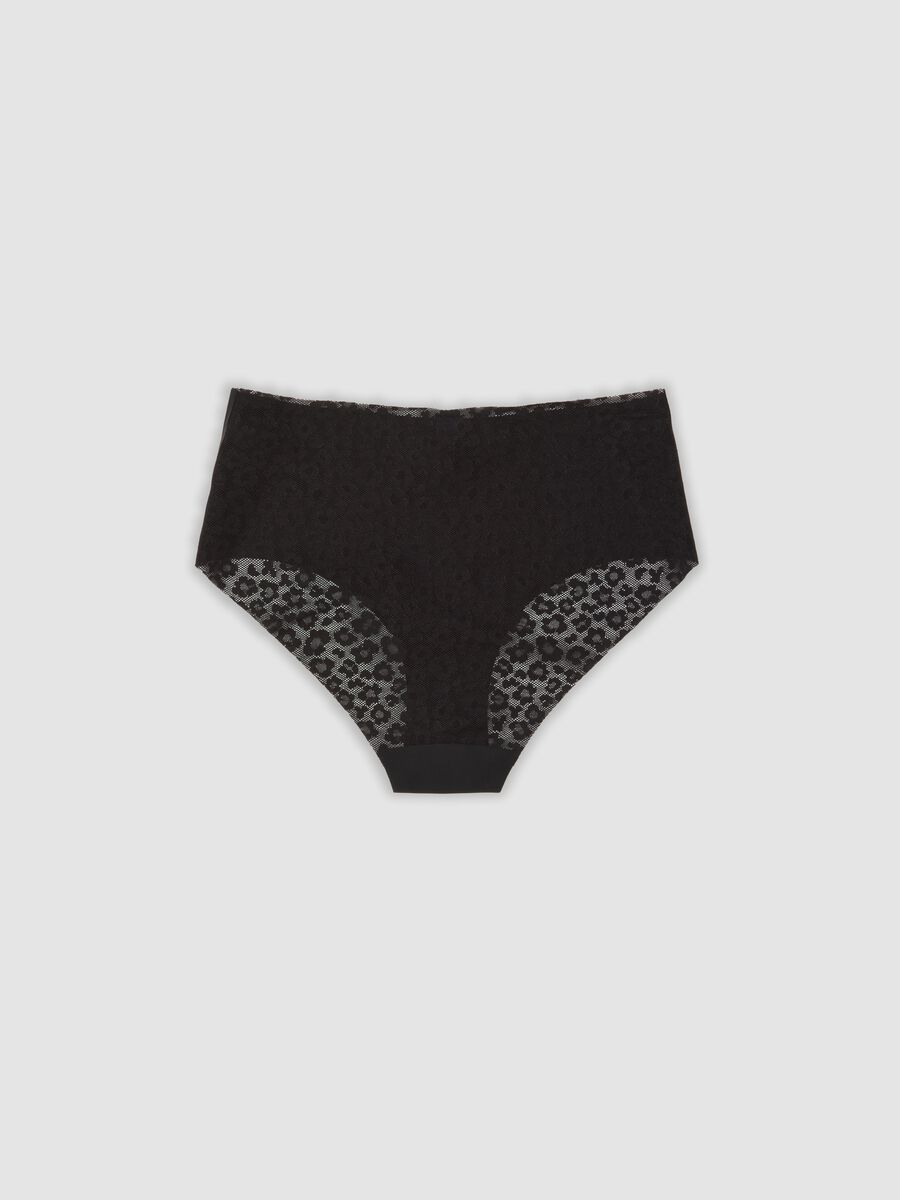 Slip nero in tessuto elasticizzato con retro in pizzo_6