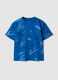 Blue short-sleeved pure cotton T-shirt_0