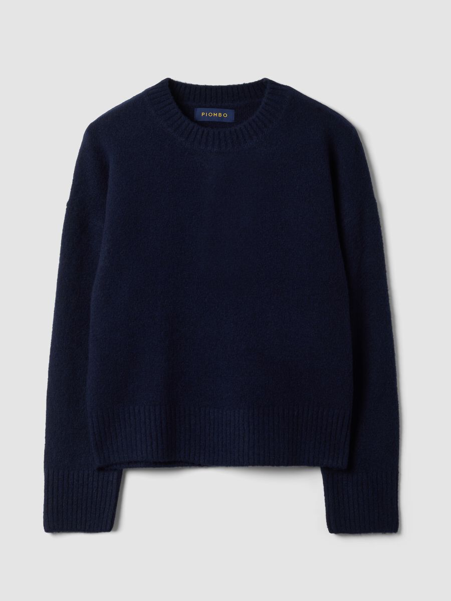 Navy blue stretch wool crew-neck jumper_0