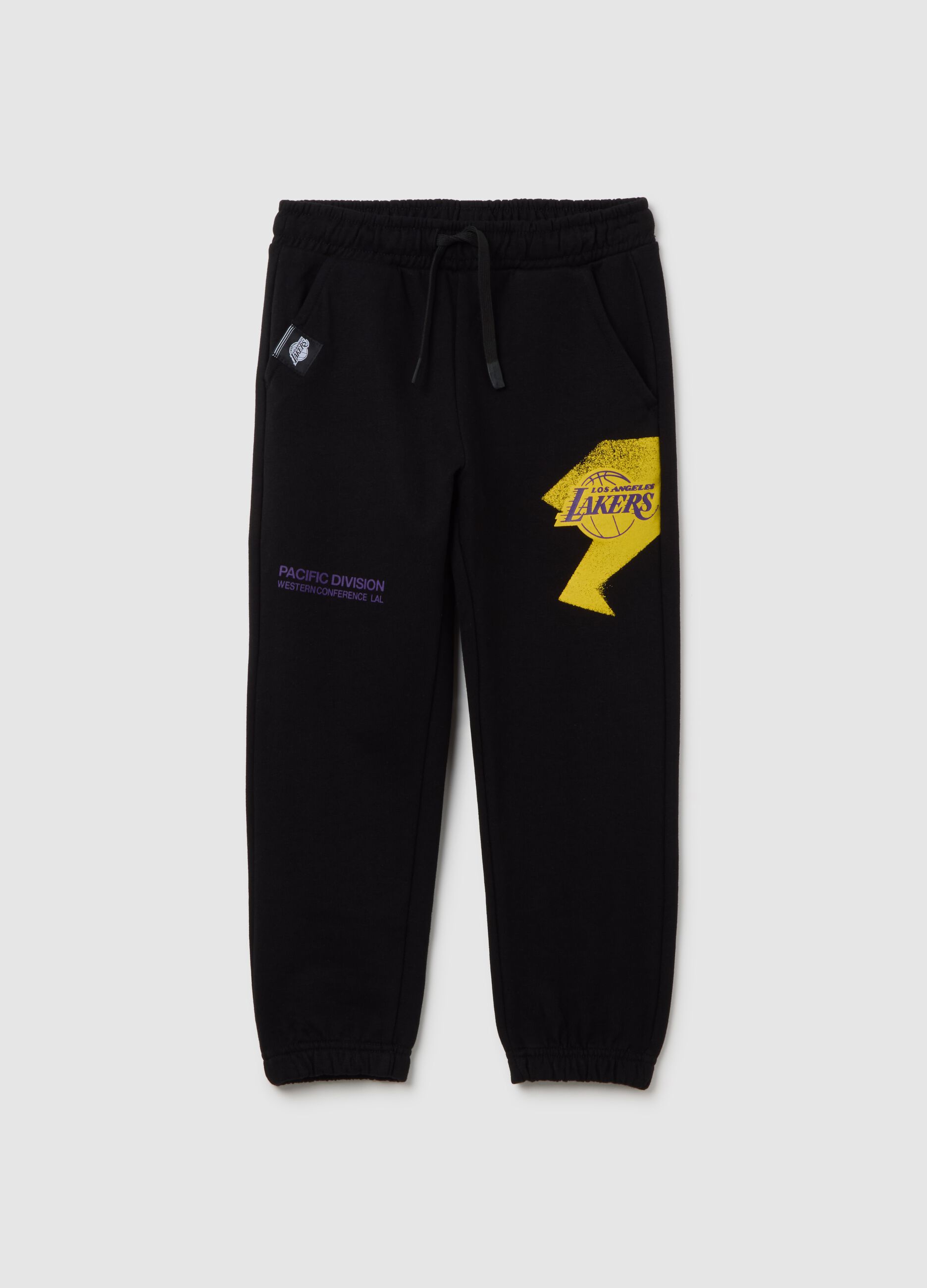 Children's black cotton blend regular fit jogger trousers