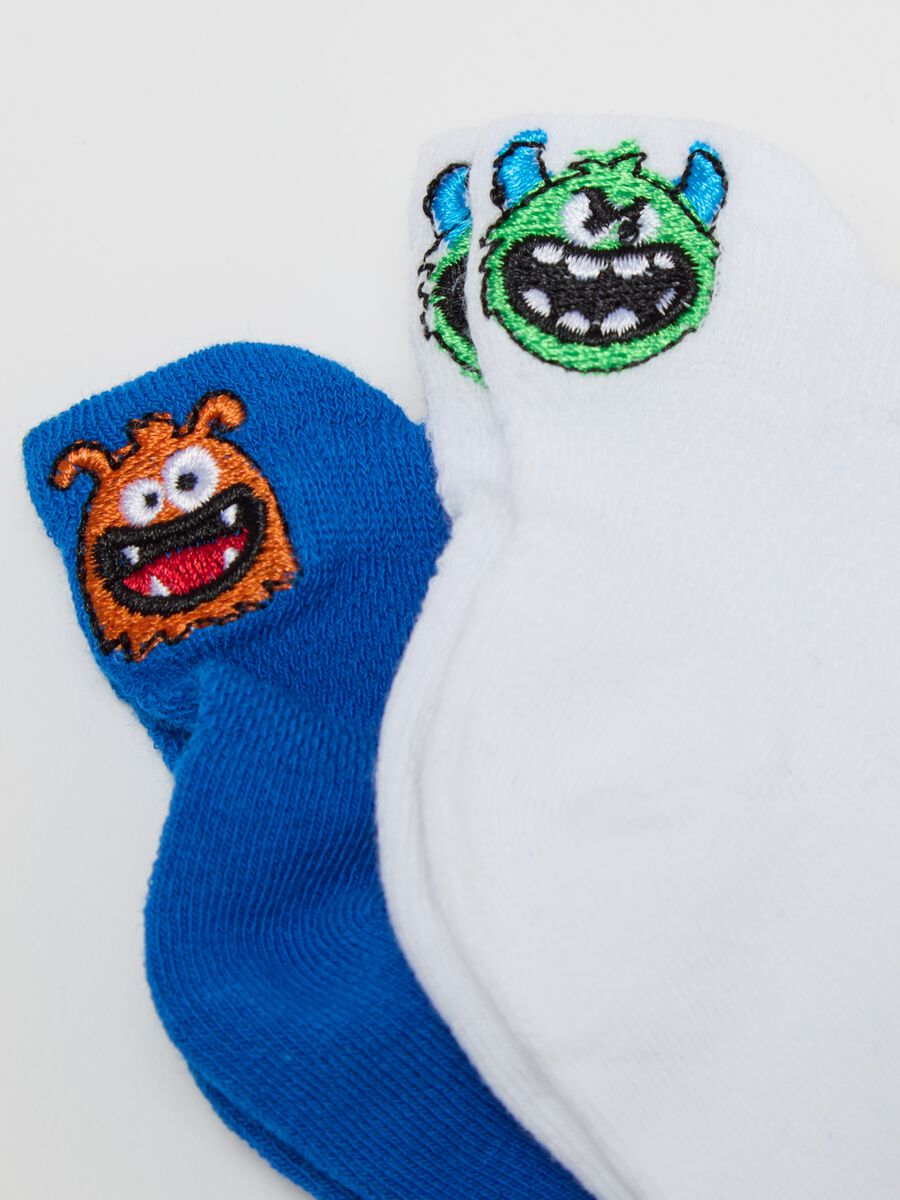 Three-pair pack shoe liners with monsters embroidery_1