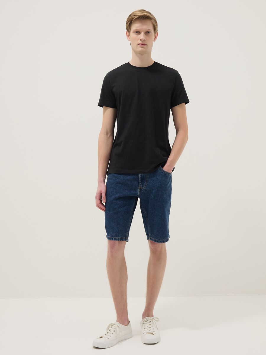 Black pure cotton short sleeve T-shirt regular fit_2