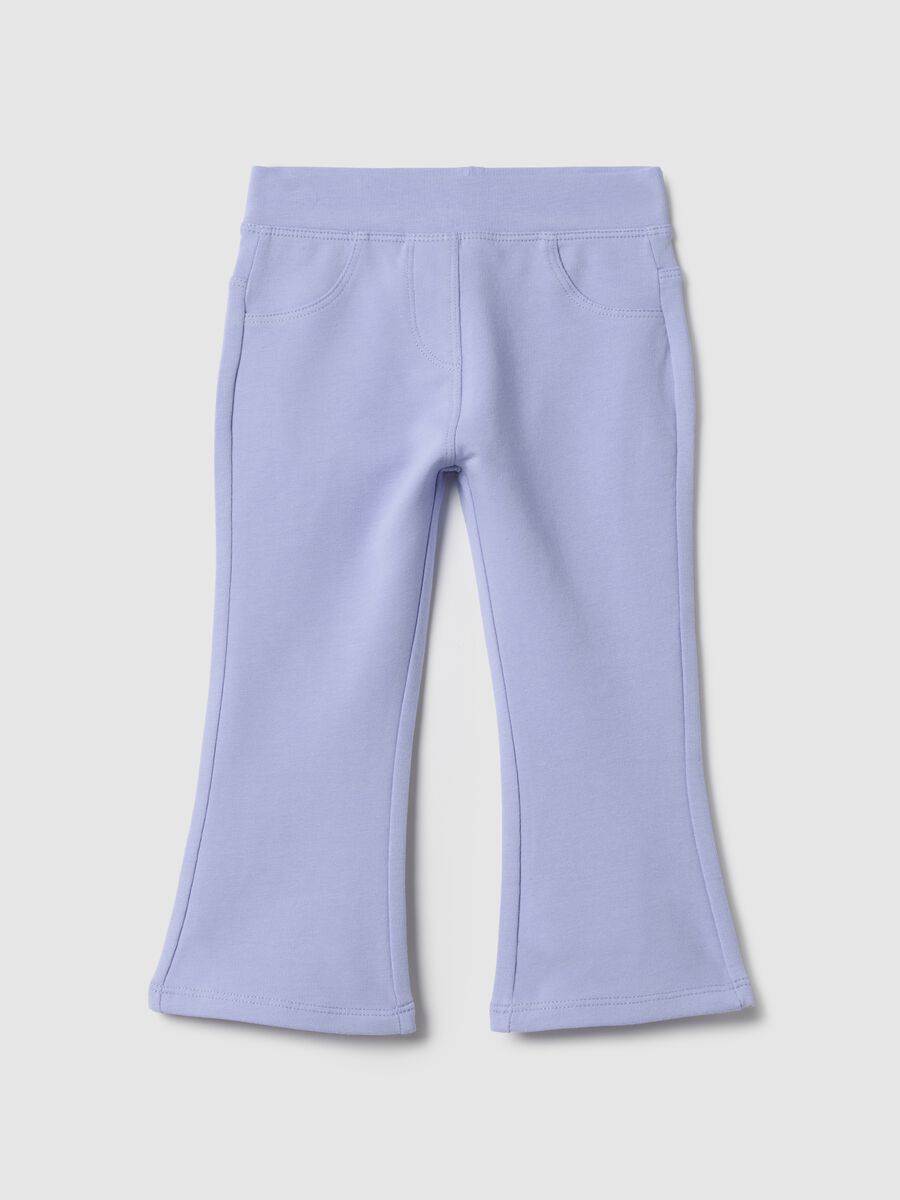 Slim fit violet stretch cotton trousers for girls_0