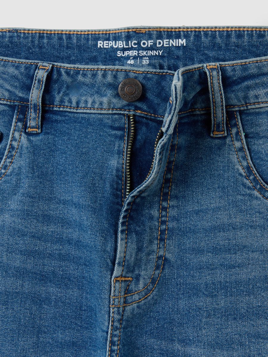Jeans blu in denim super skinny in cotone_1