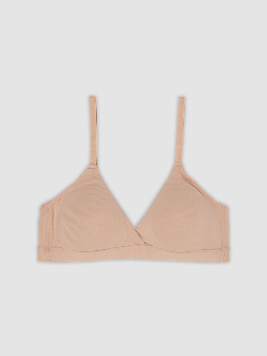 Beige organic cotton and stretch viscose triangle bra_4