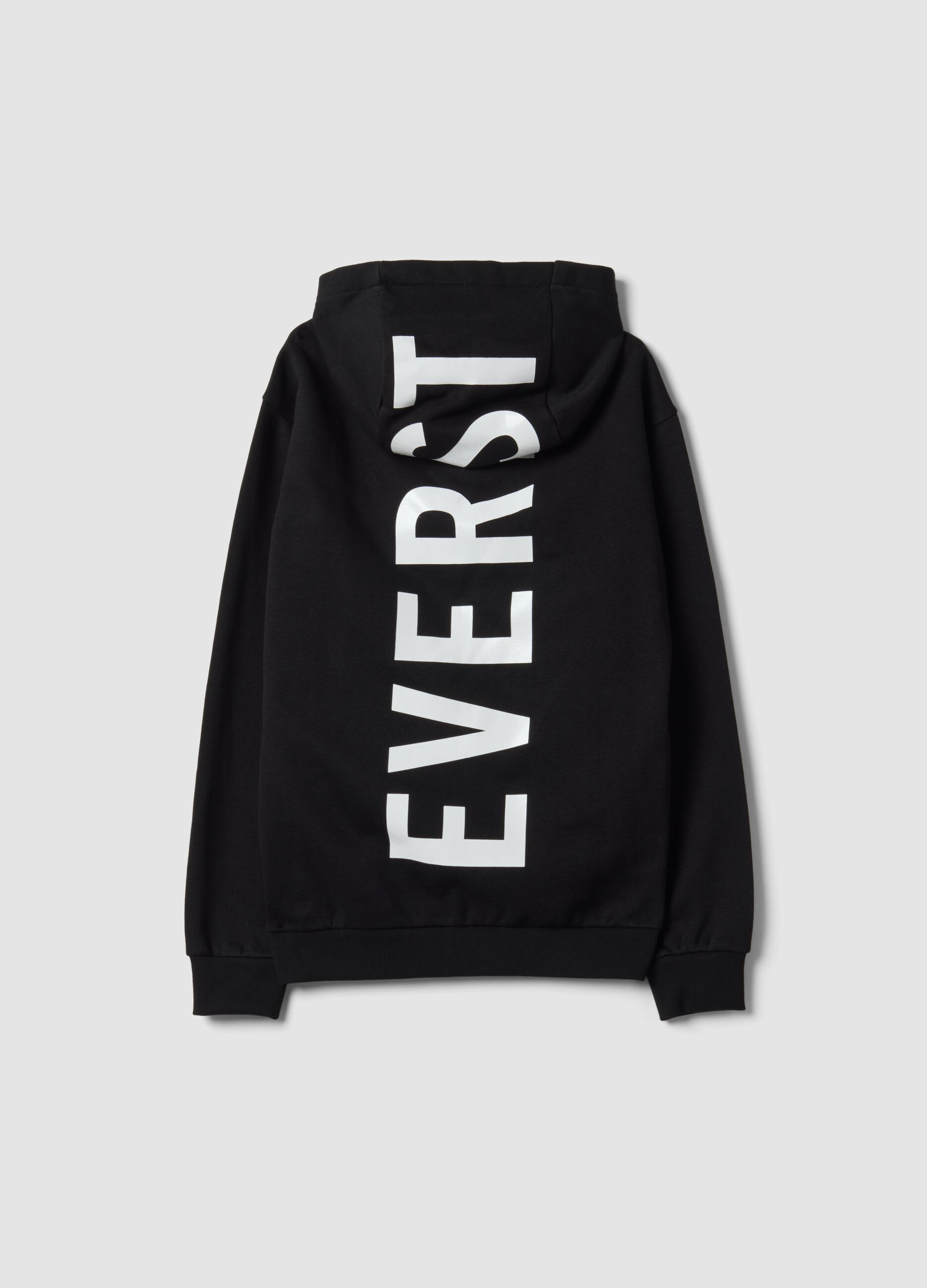 Black cotton-blend hooded zip hoodie