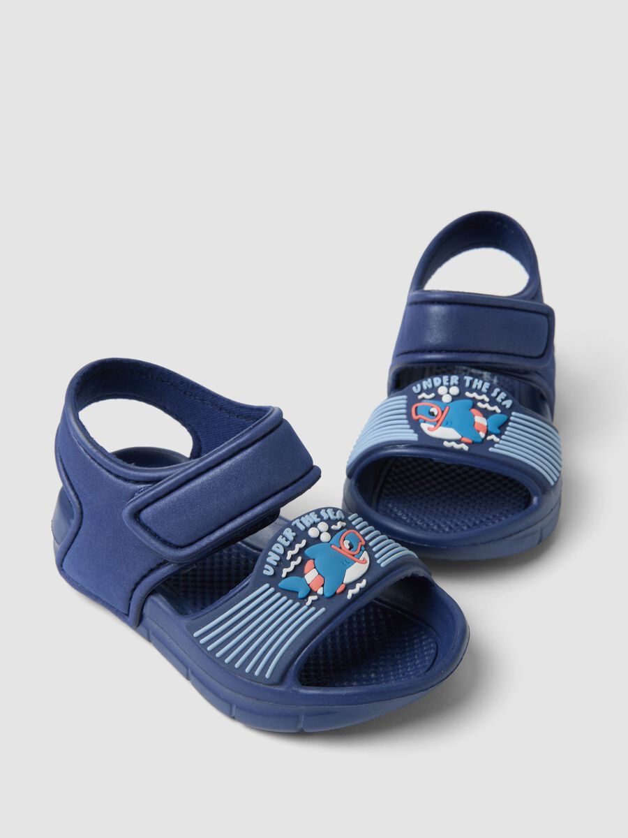Blue beach sandals with Velcro fastening_1