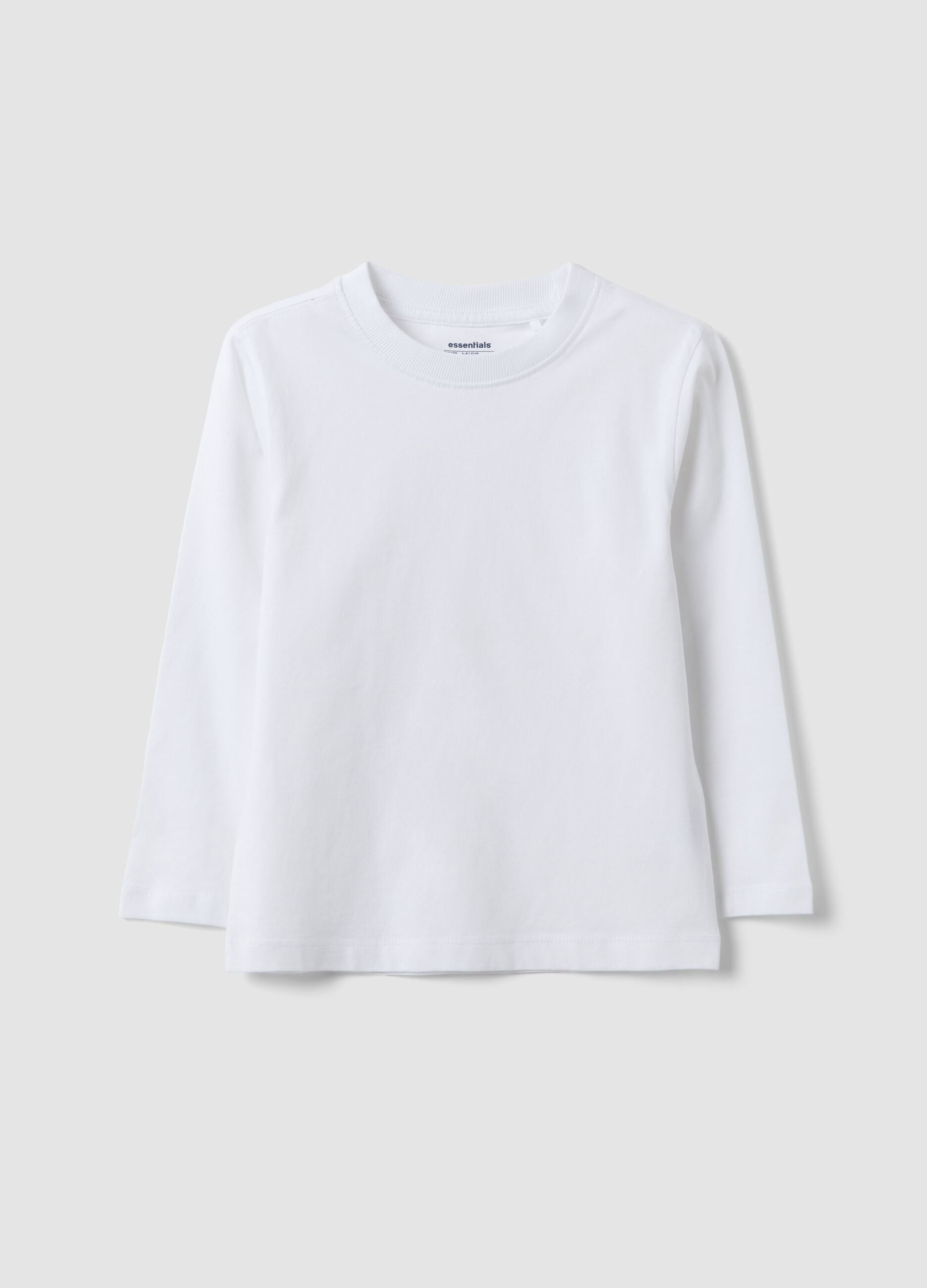 White pure organic cotton crew-neck T-shirt for boys, regular fit